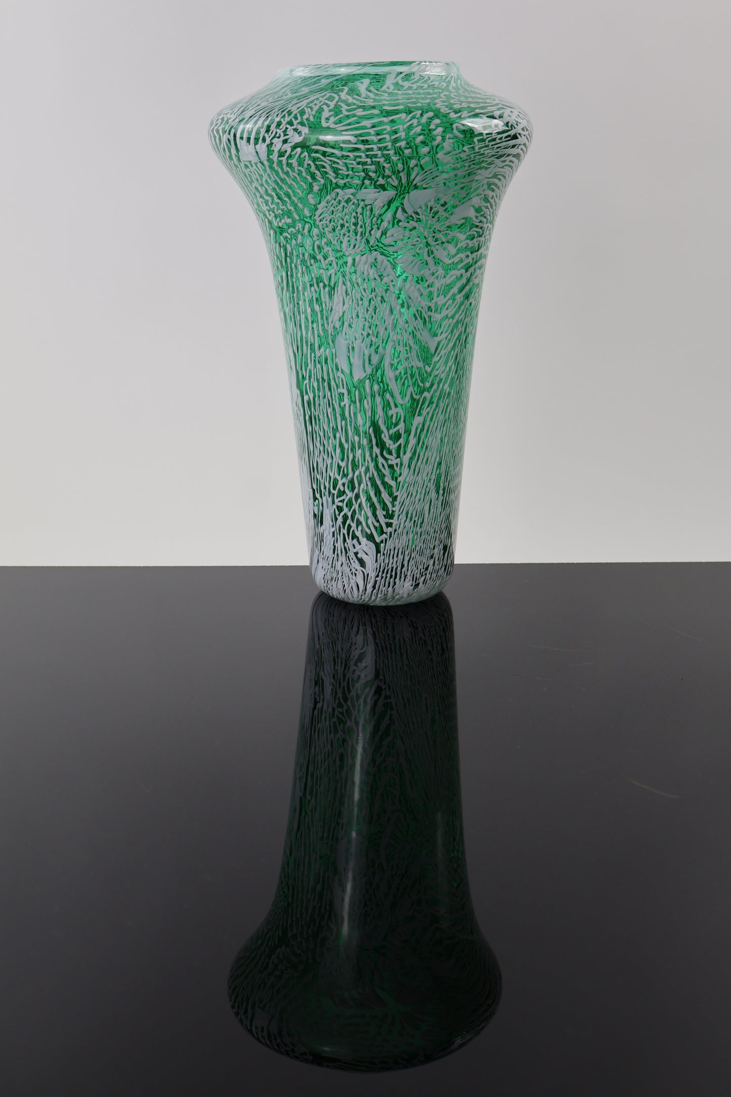 Tall Green Murrine Amphora Vase