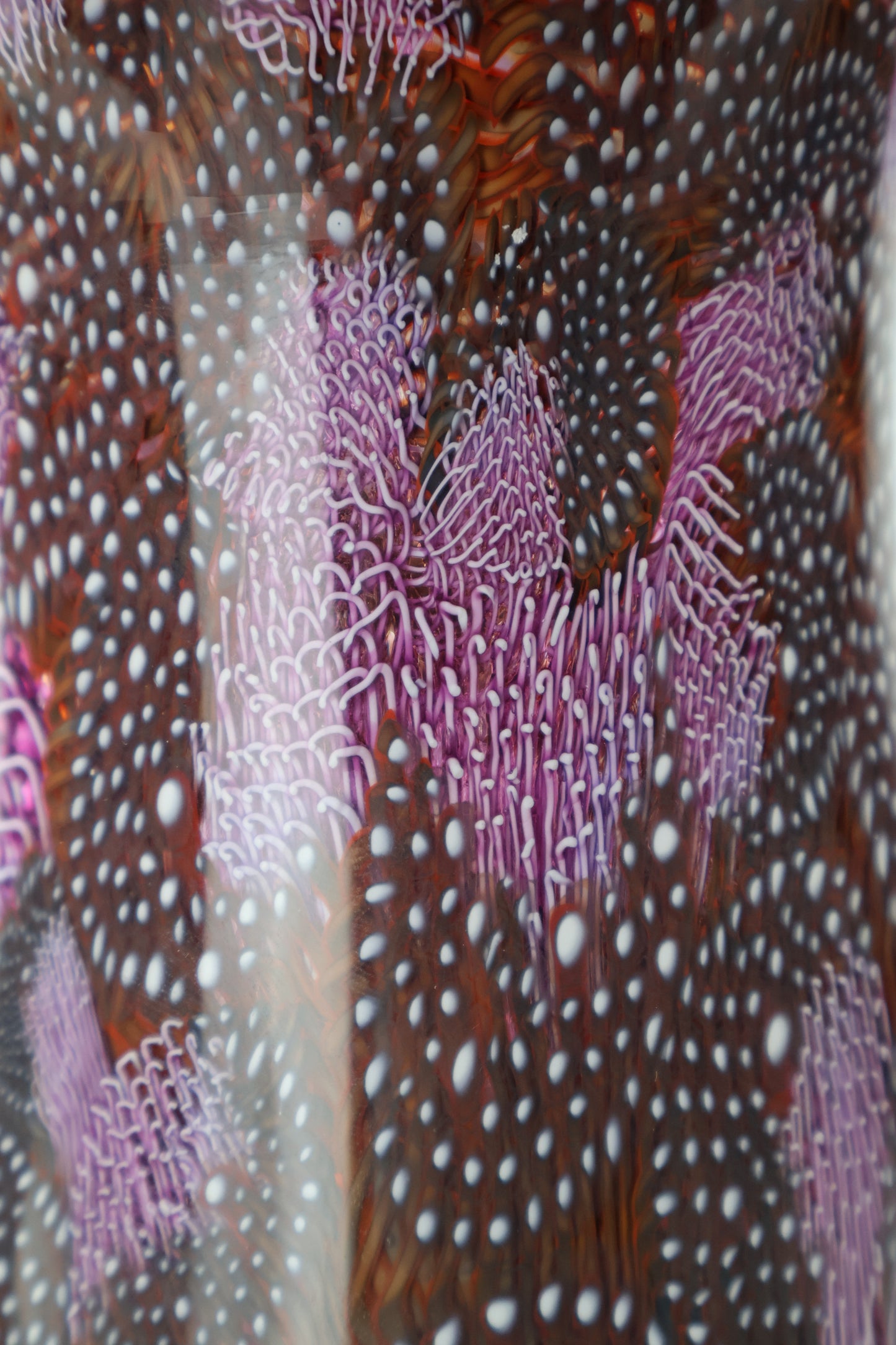 Maroon and Pink Handmade Glass Murrine Vase