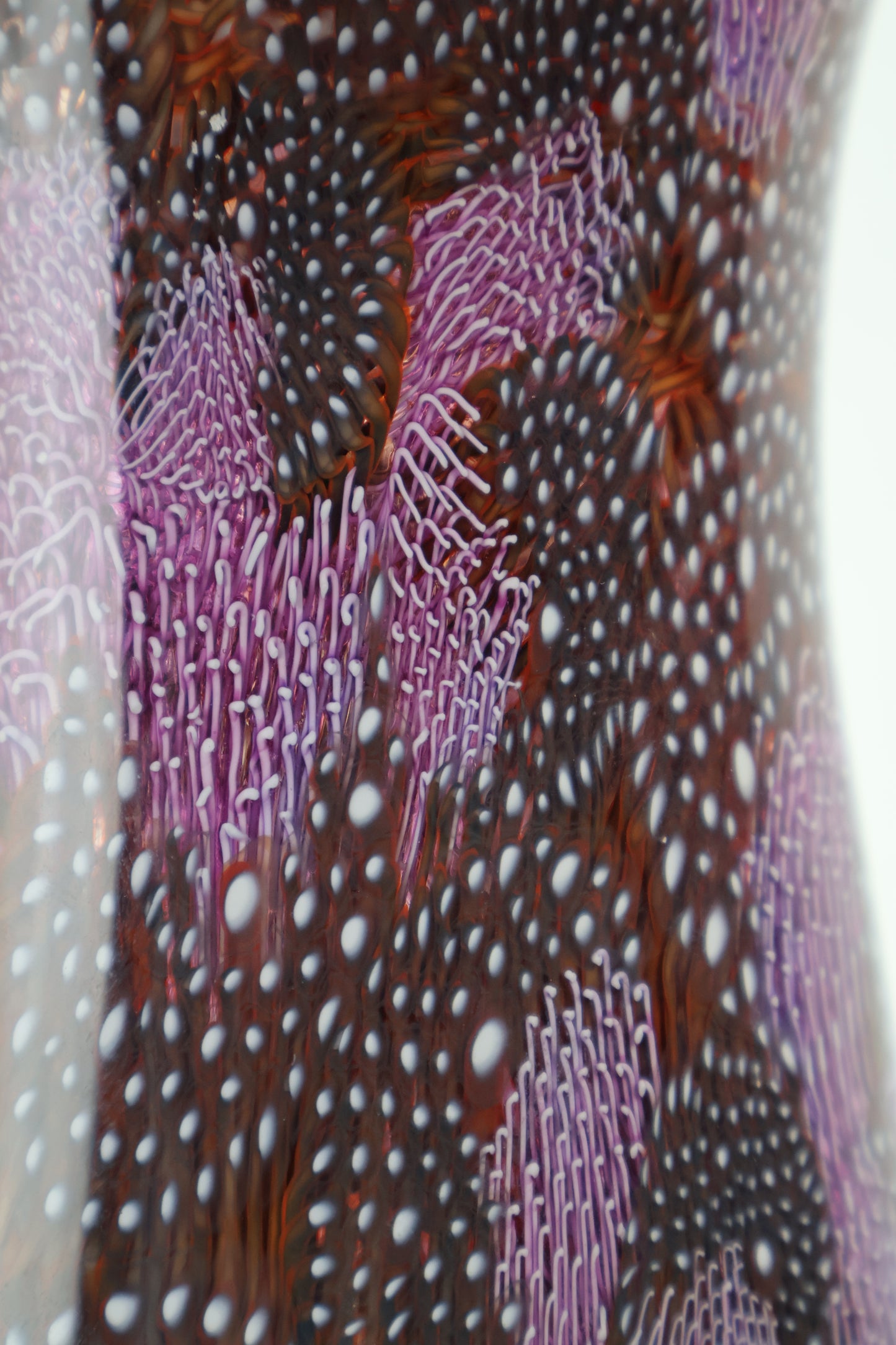 Maroon and Pink Handmade Glass Murrine Vase