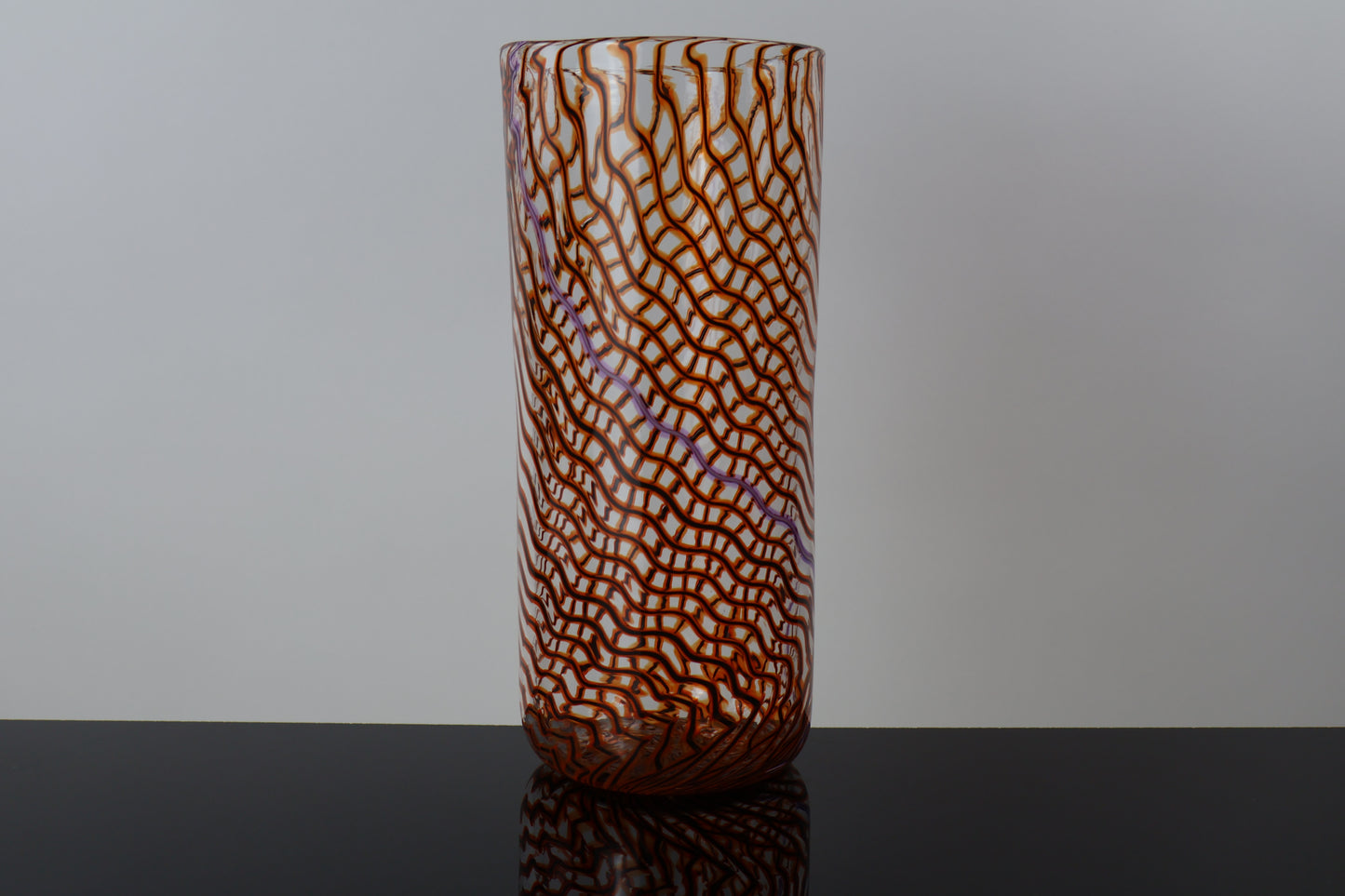 Handblown Orange and Pink Wavelength Cylinder