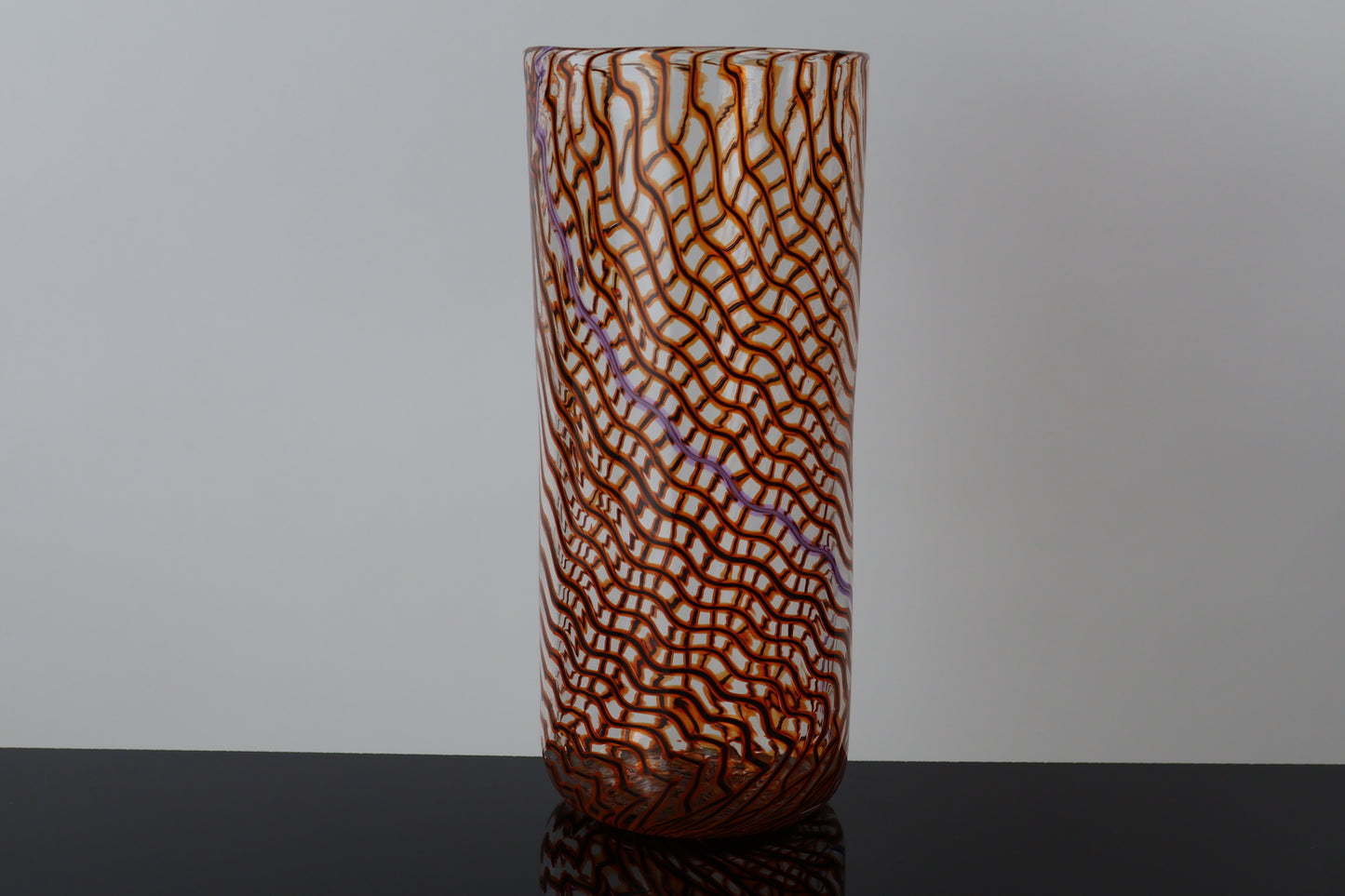 Handblown Orange and Pink Wavelength Cylinder