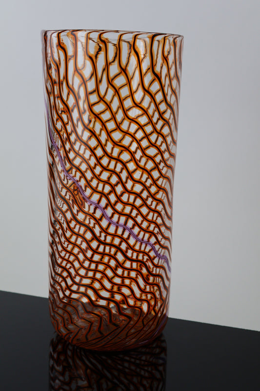 Handblown Orange and Pink Wavelength Cylinder