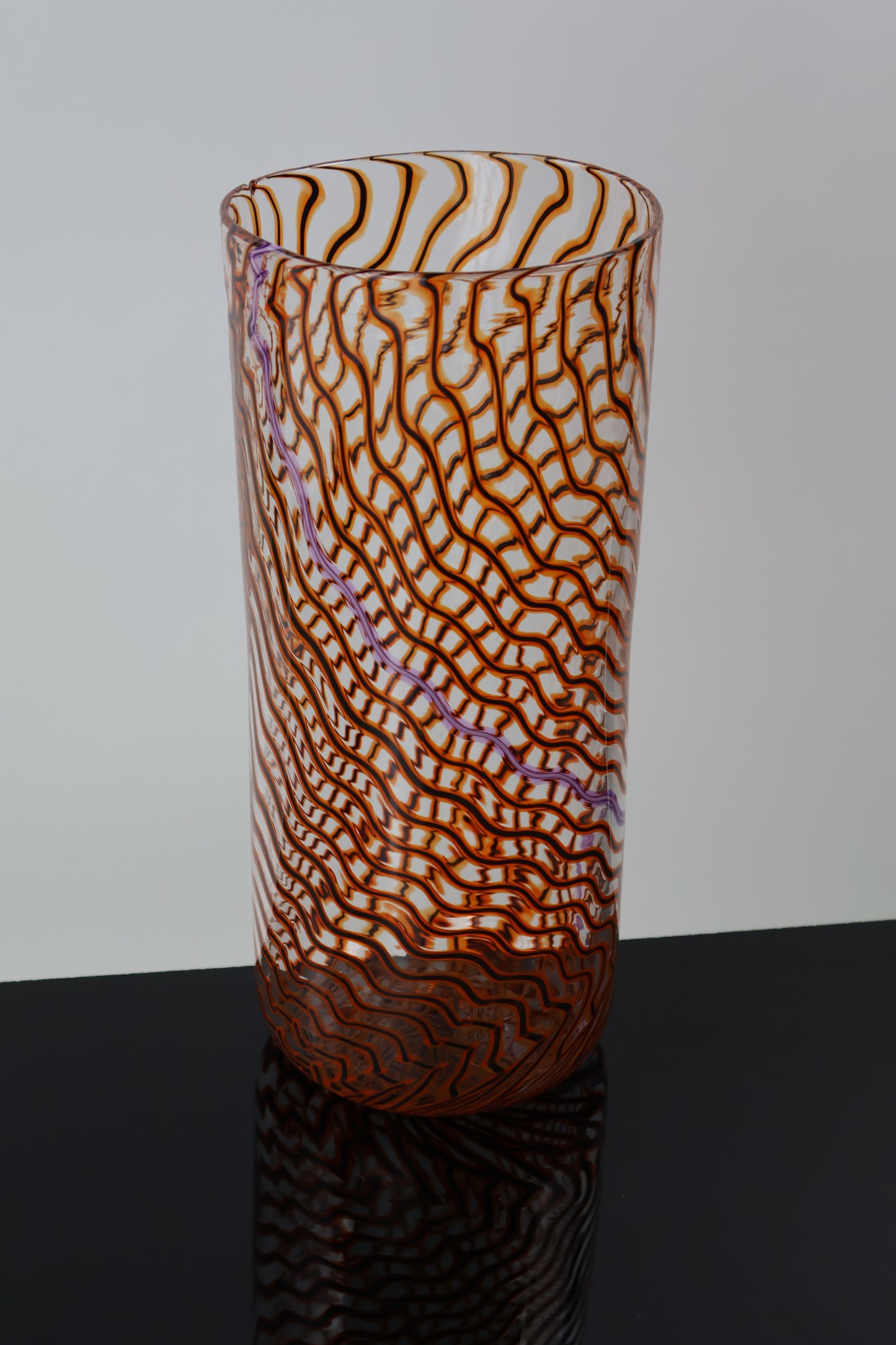 Handblown Orange and Pink Wavelength Cylinder
