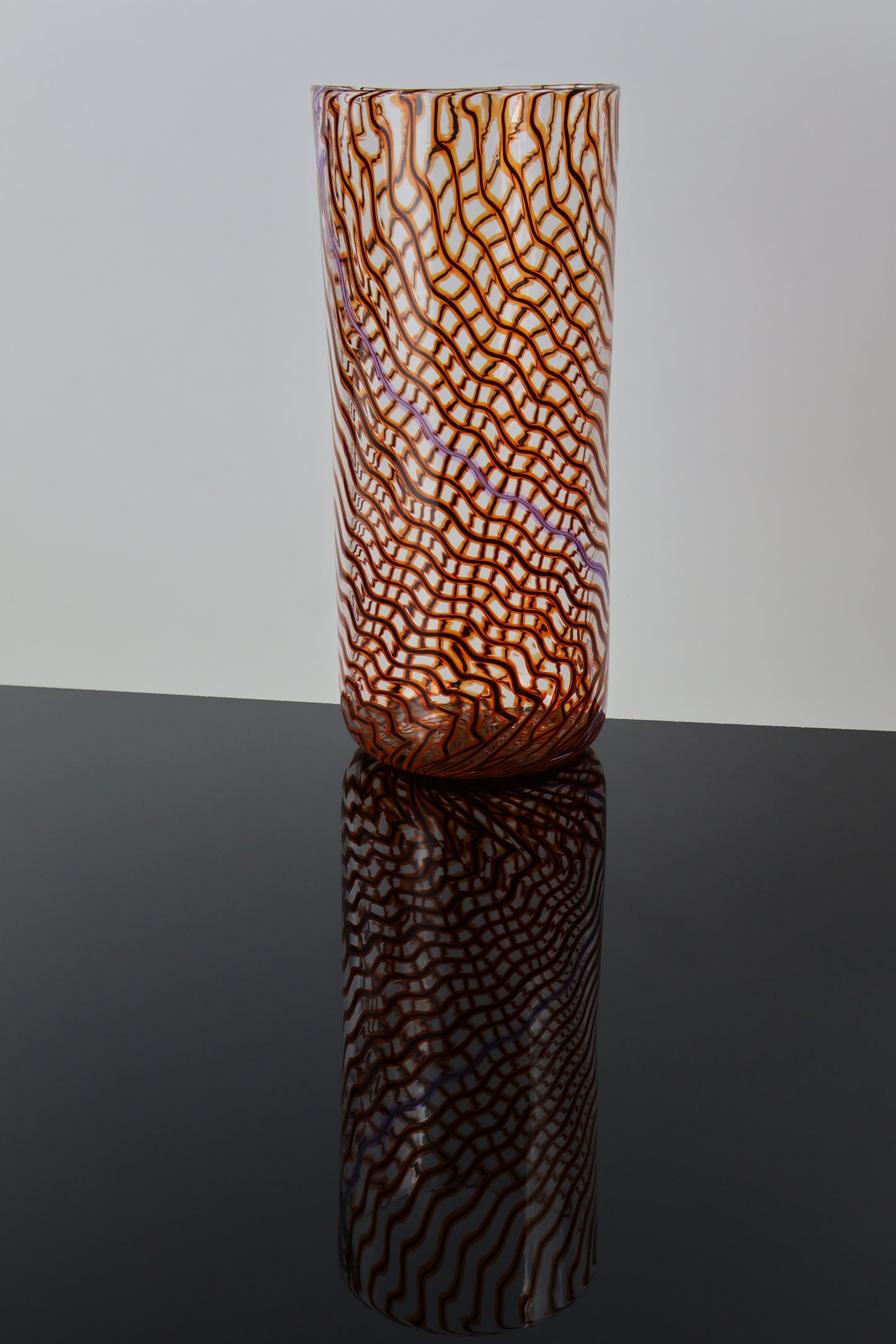 Handblown Orange and Pink Wavelength Cylinder