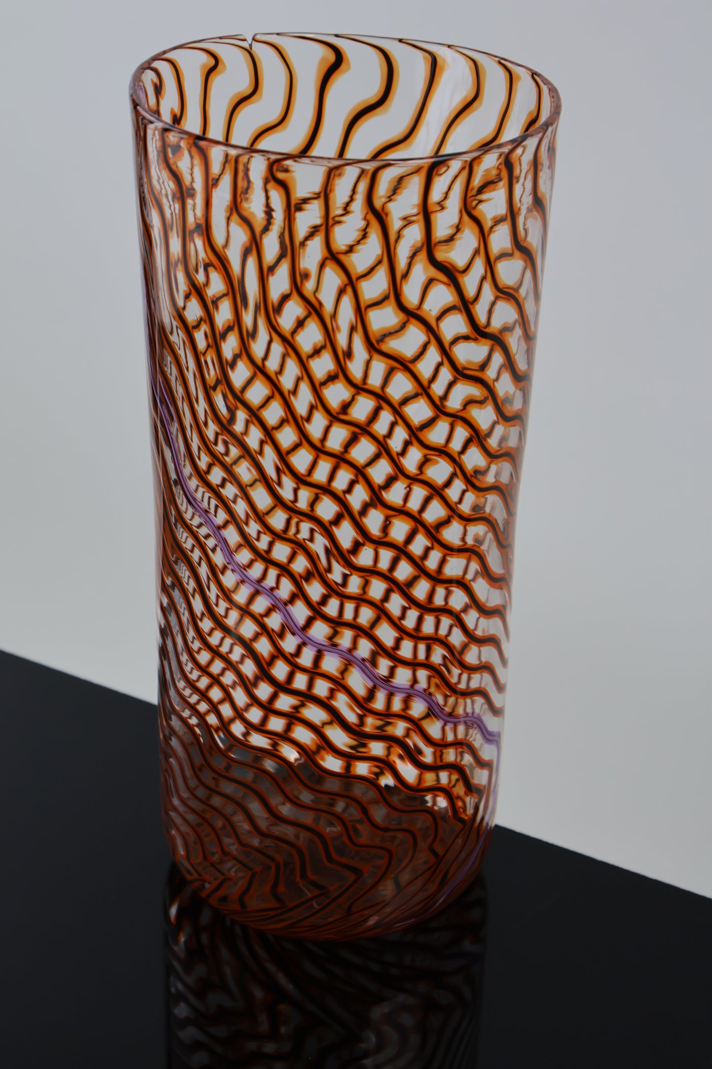 Handblown Orange and Pink Wavelength Cylinder
