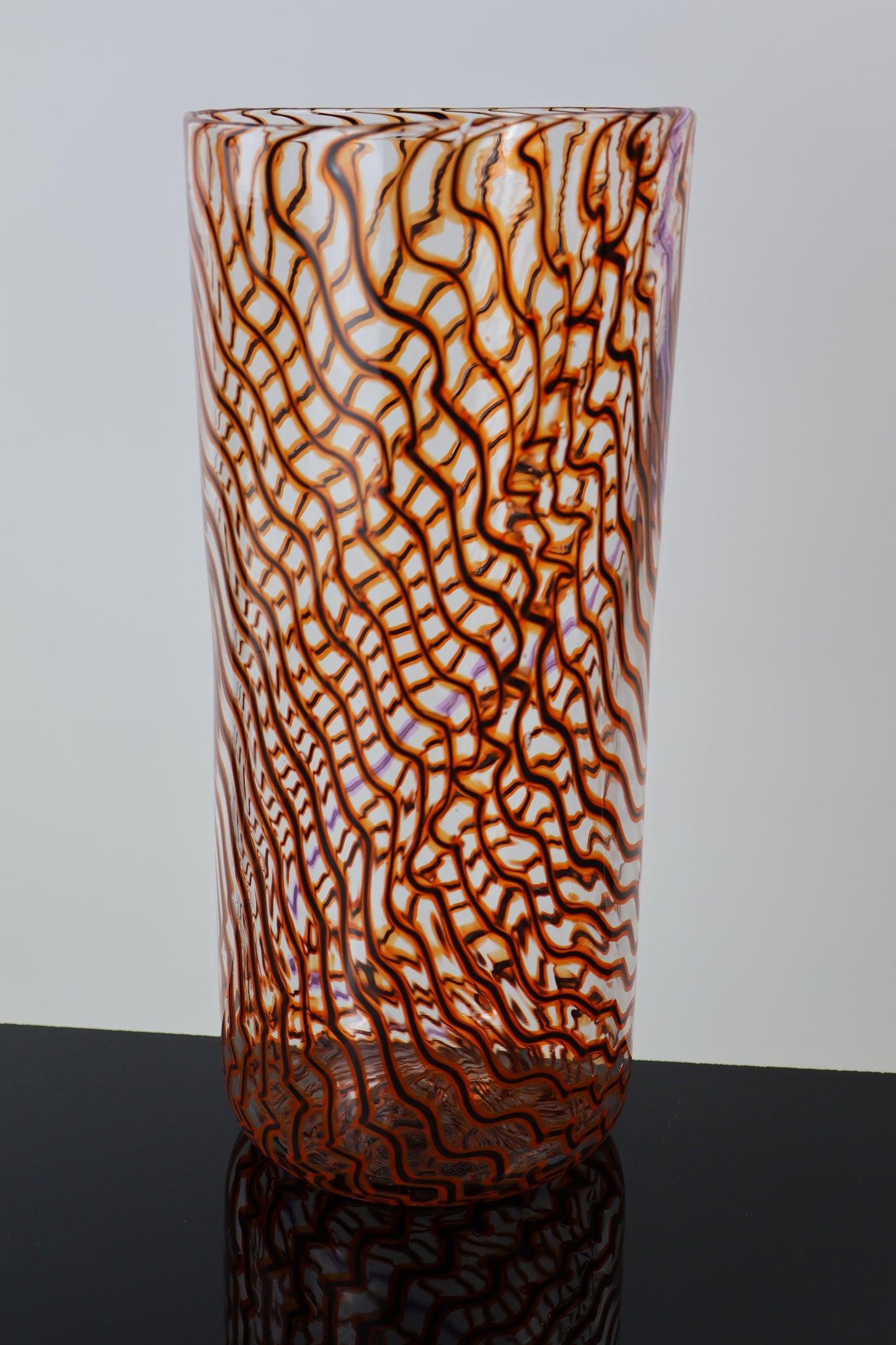 Handblown Orange and Pink Wavelength Cylinder