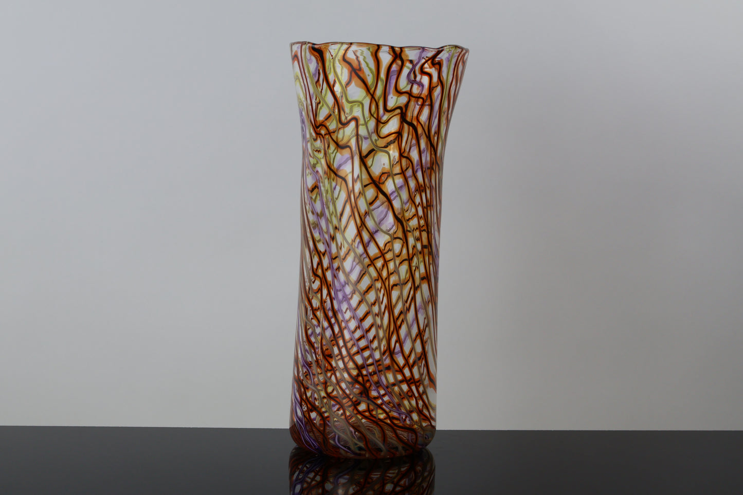 Handblown Orange Pink and Yellow Wavelength Cylinder