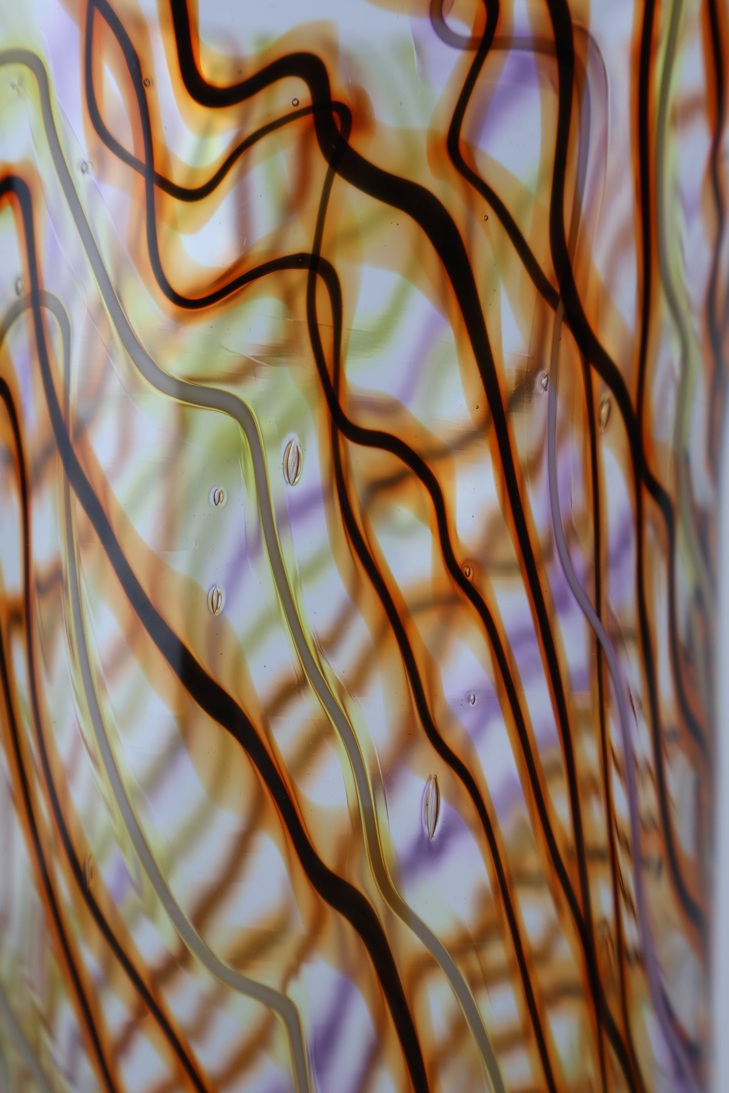 Handblown Orange Pink and Yellow Wavelength Cylinder