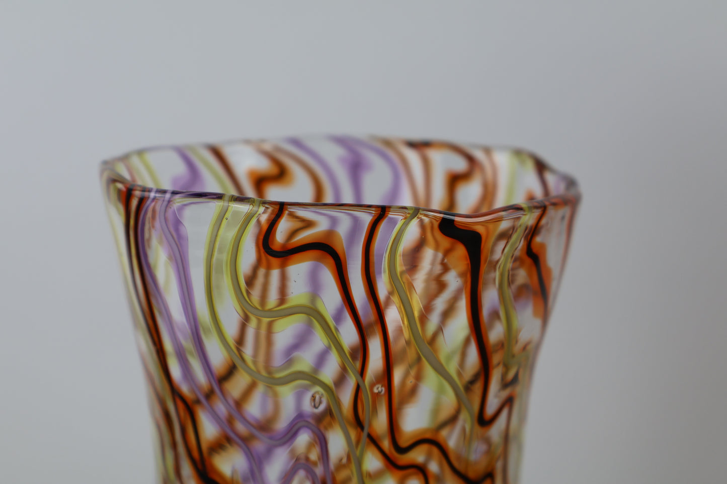 Handblown Orange Pink and Yellow Wavelength Cylinder