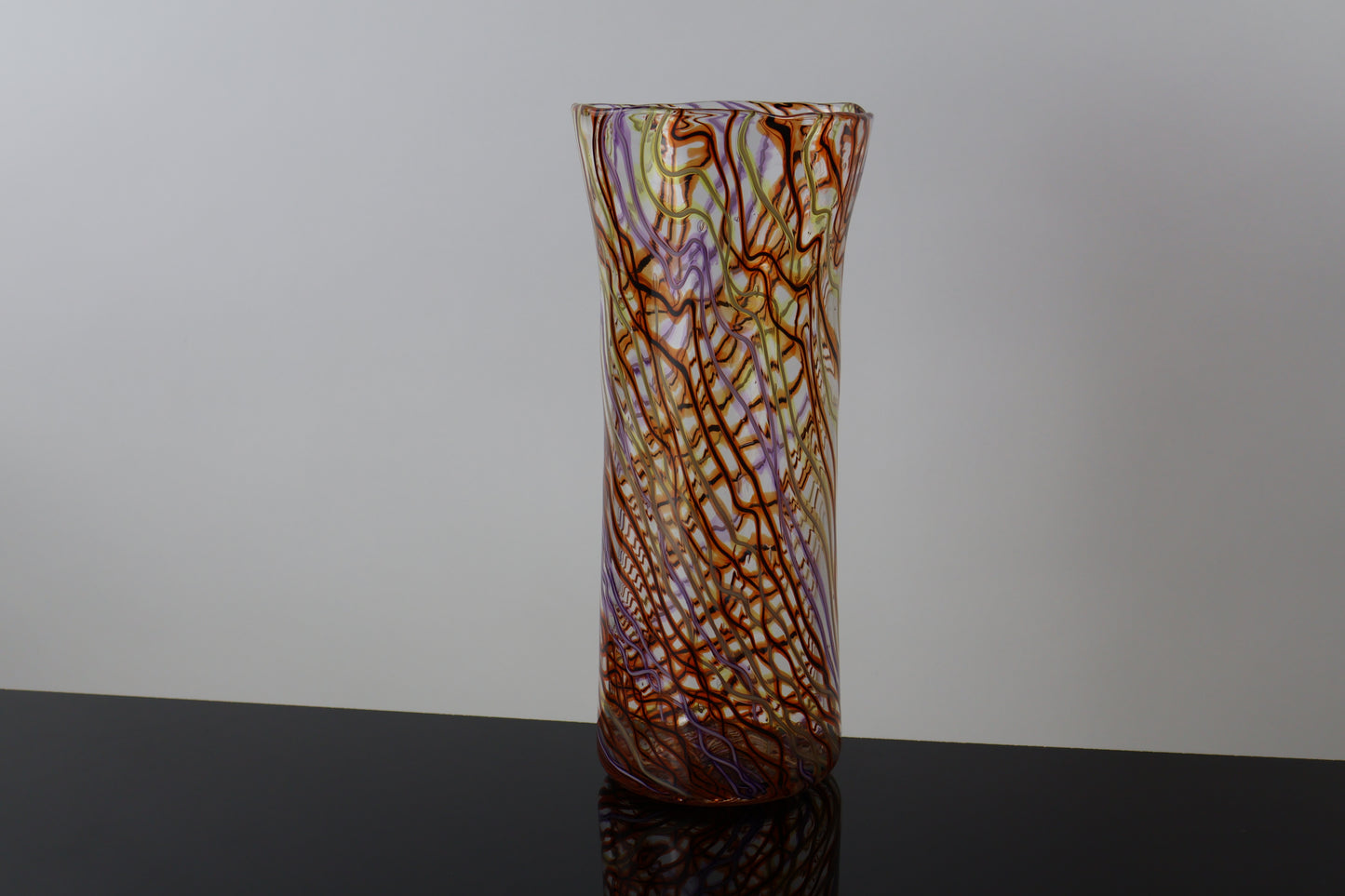 Handblown Orange Pink and Yellow Wavelength Cylinder