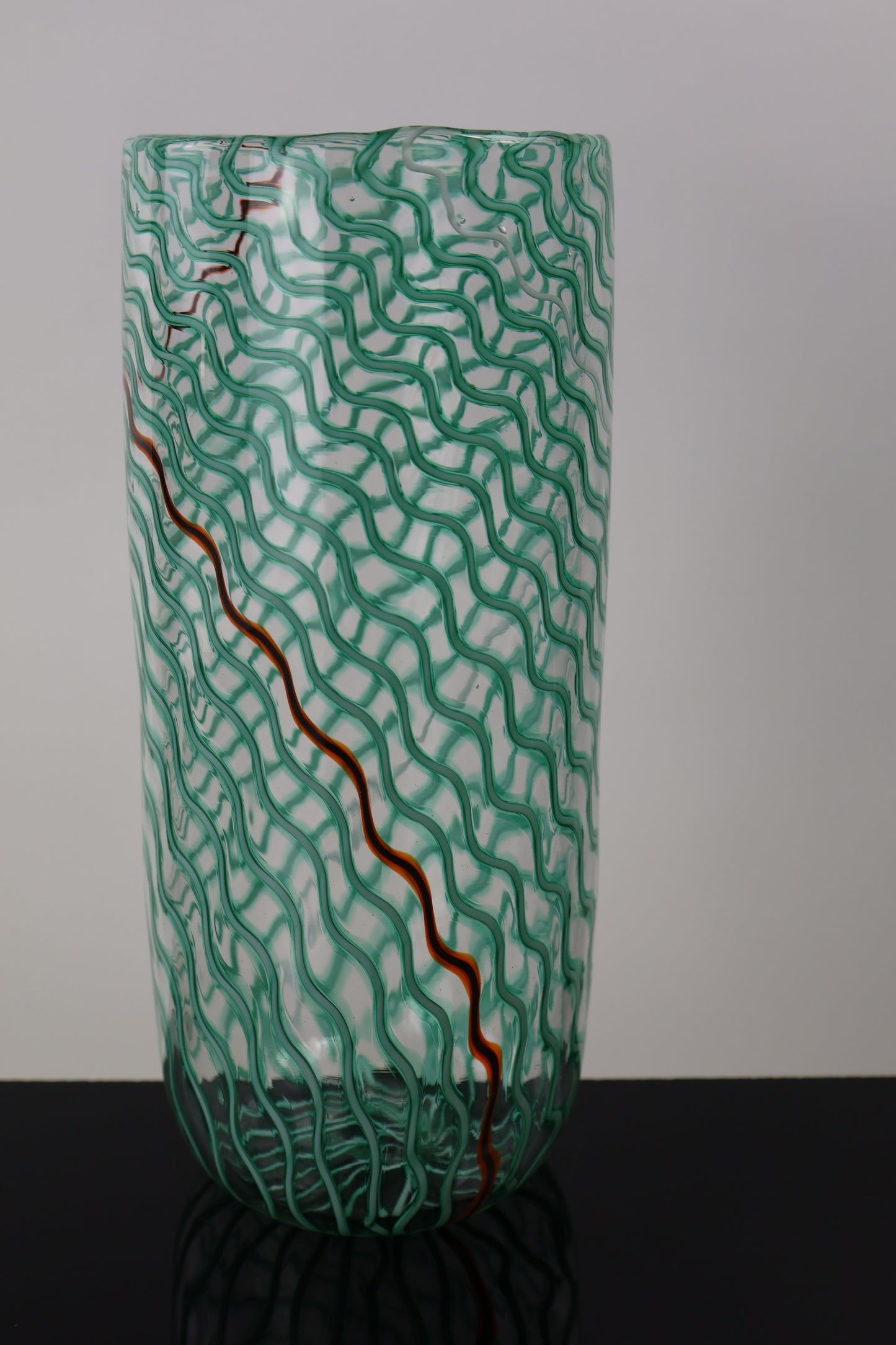 Handblown Green Cane Wavelength Cylinder