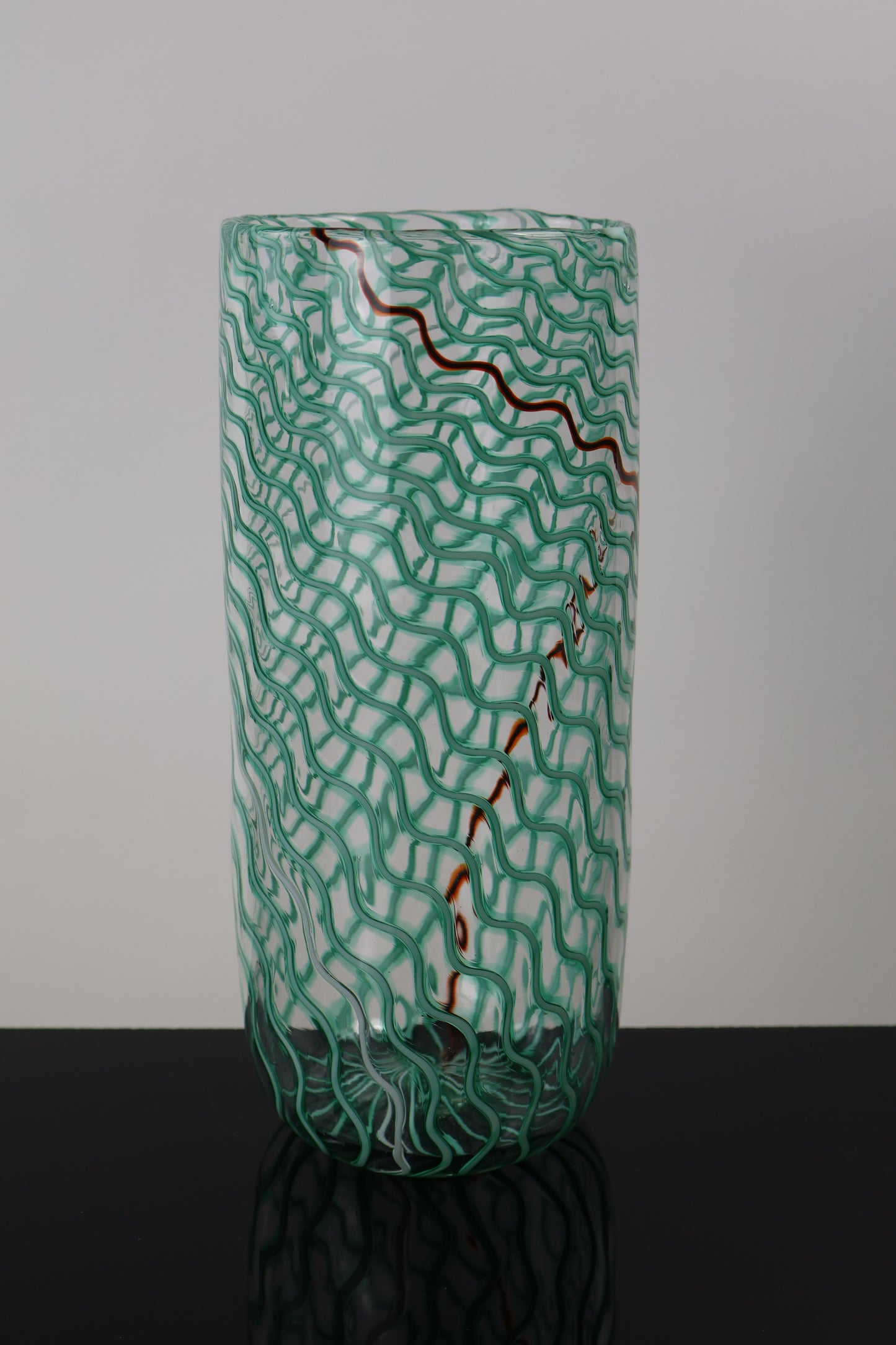 Handblown Green Cane Wavelength Cylinder