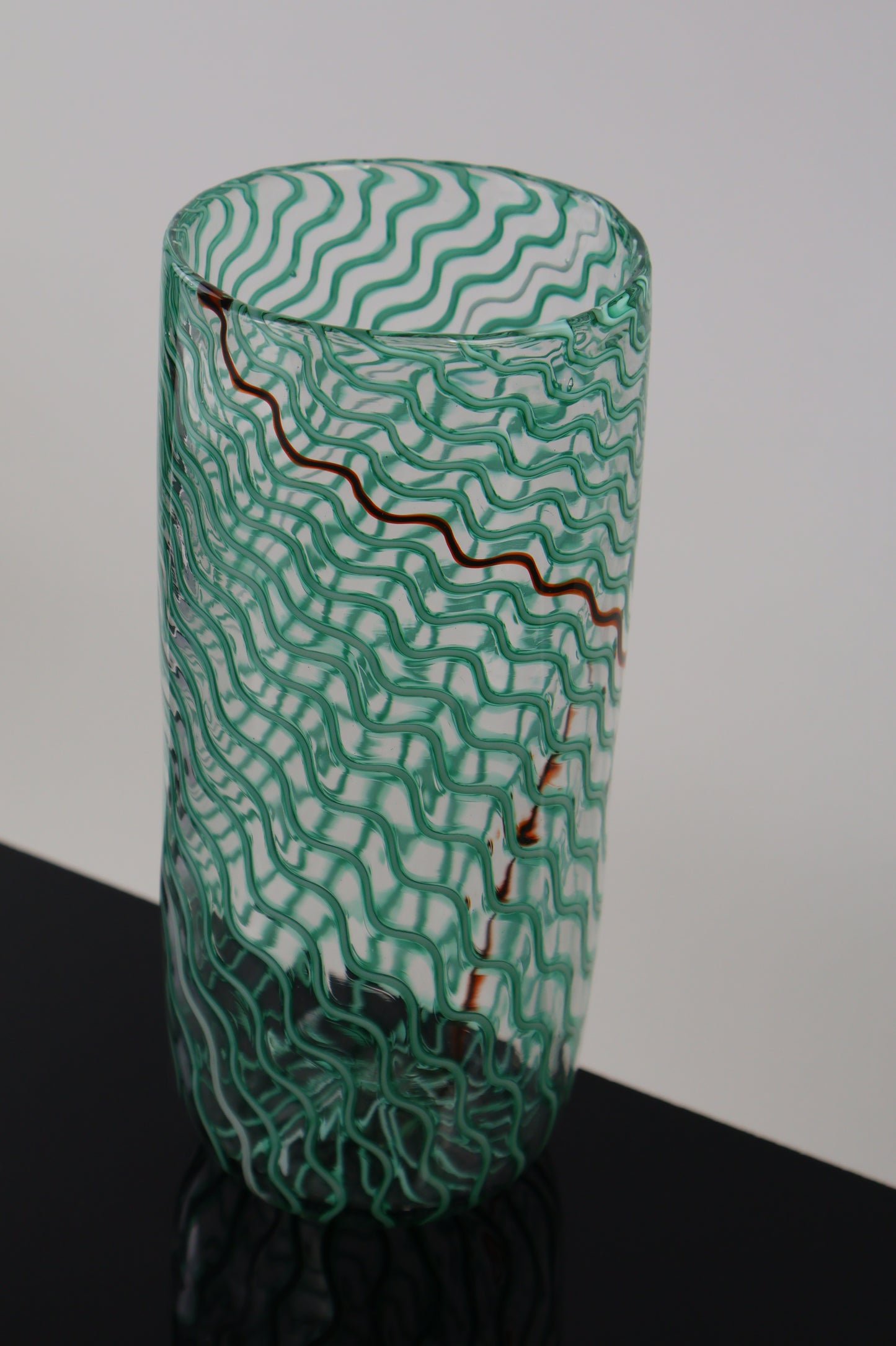 Handblown Green Cane Wavelength Cylinder