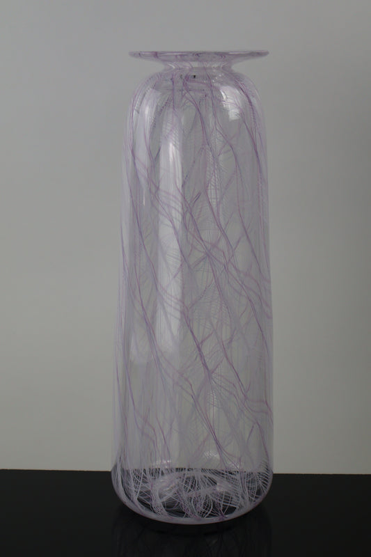 Handblown Pink and White Merletto Bottle