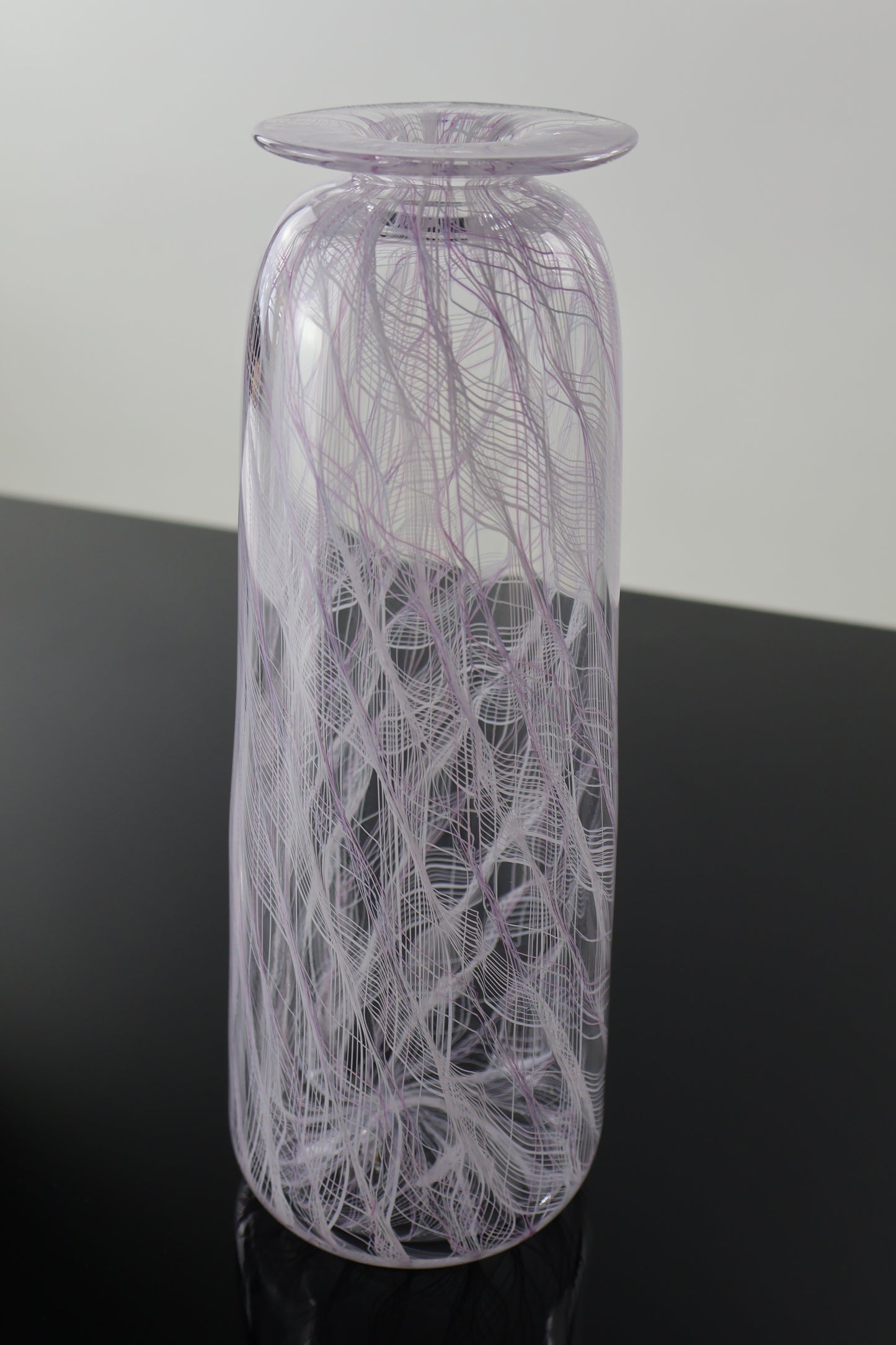 Handblown Pink and White Merletto Bottle
