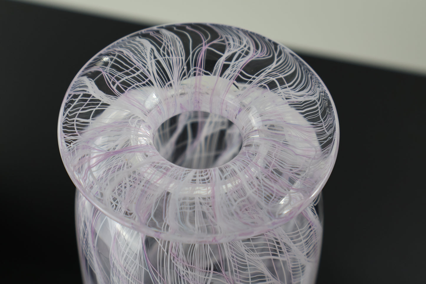 Handblown Pink and White Merletto Bottle