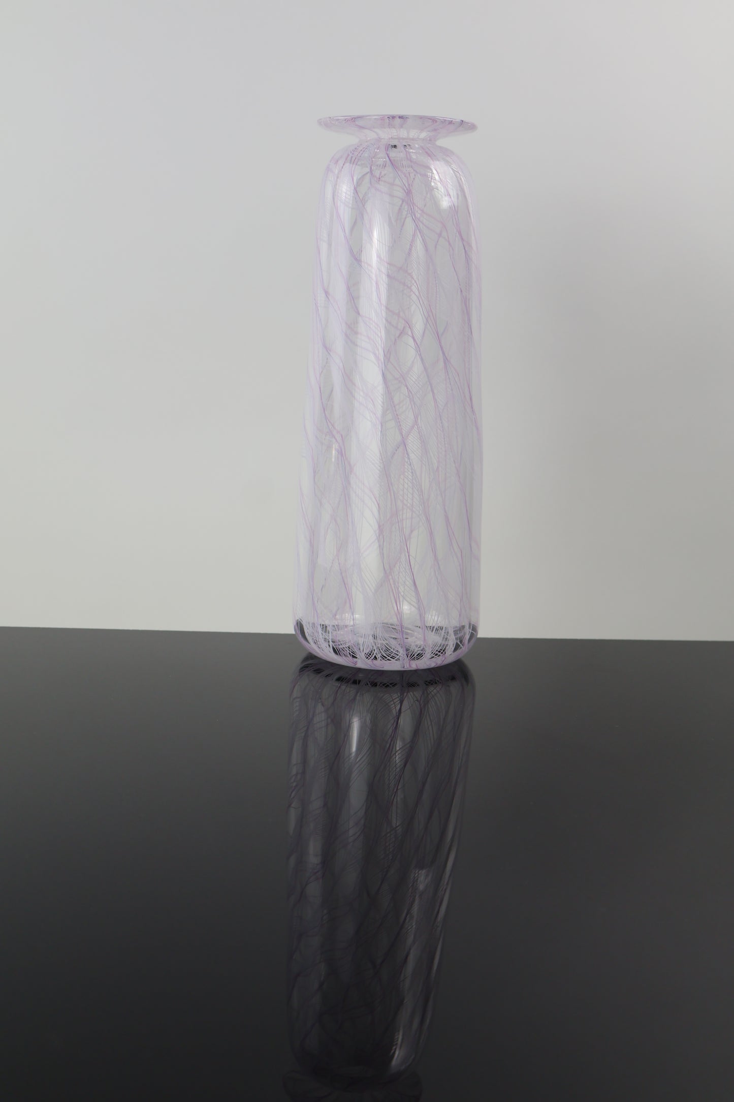 Handblown Pink and White Merletto Bottle