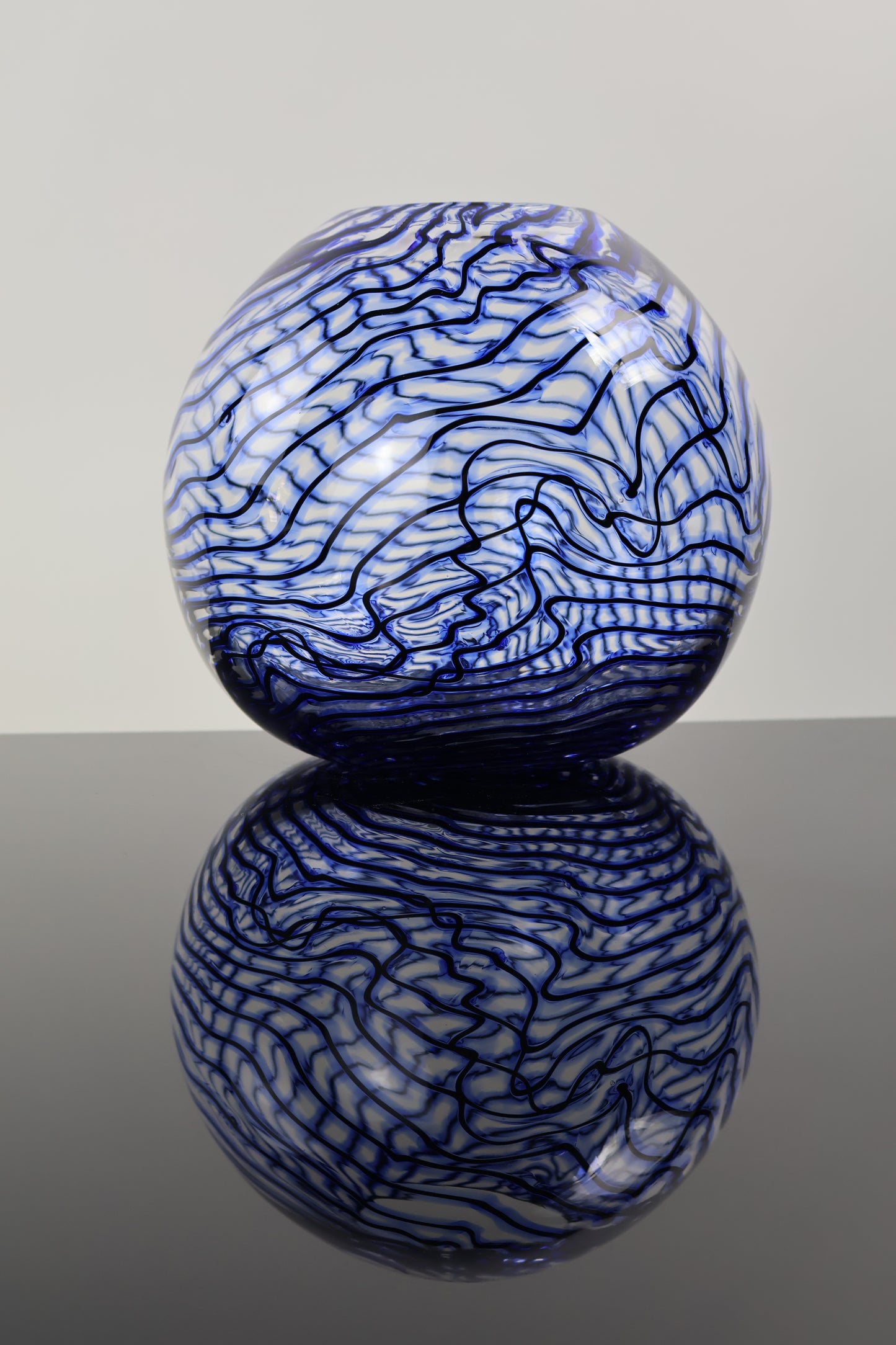 Handblown Blue and Black Chaos Vase 2