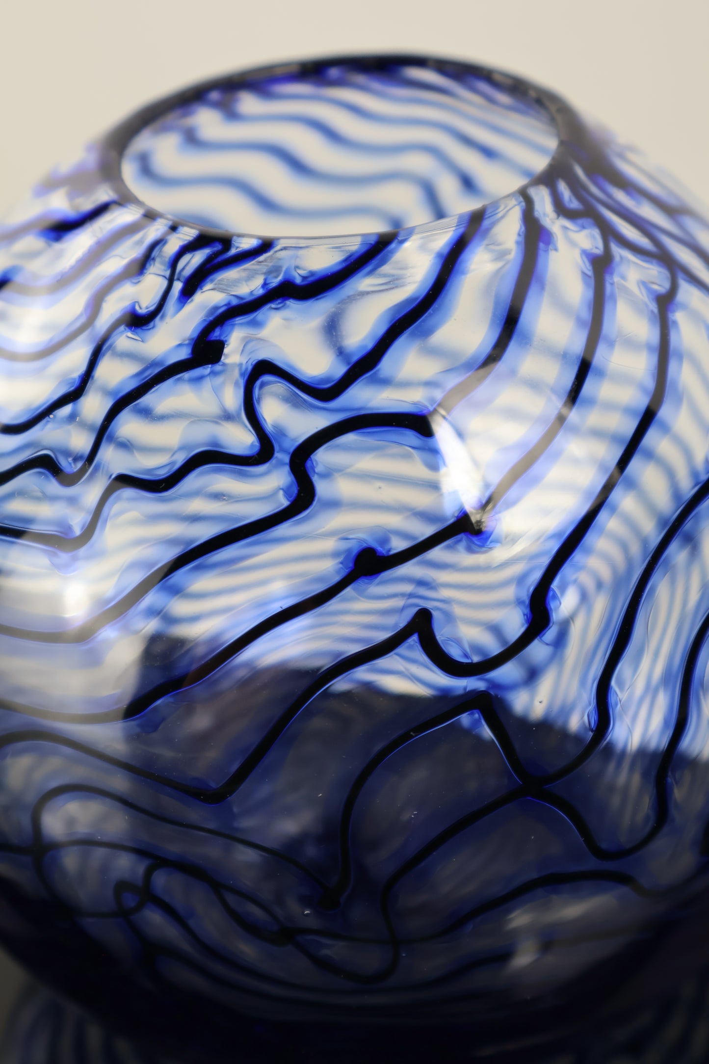 Handblown Blue and Black Chaos Vase 2