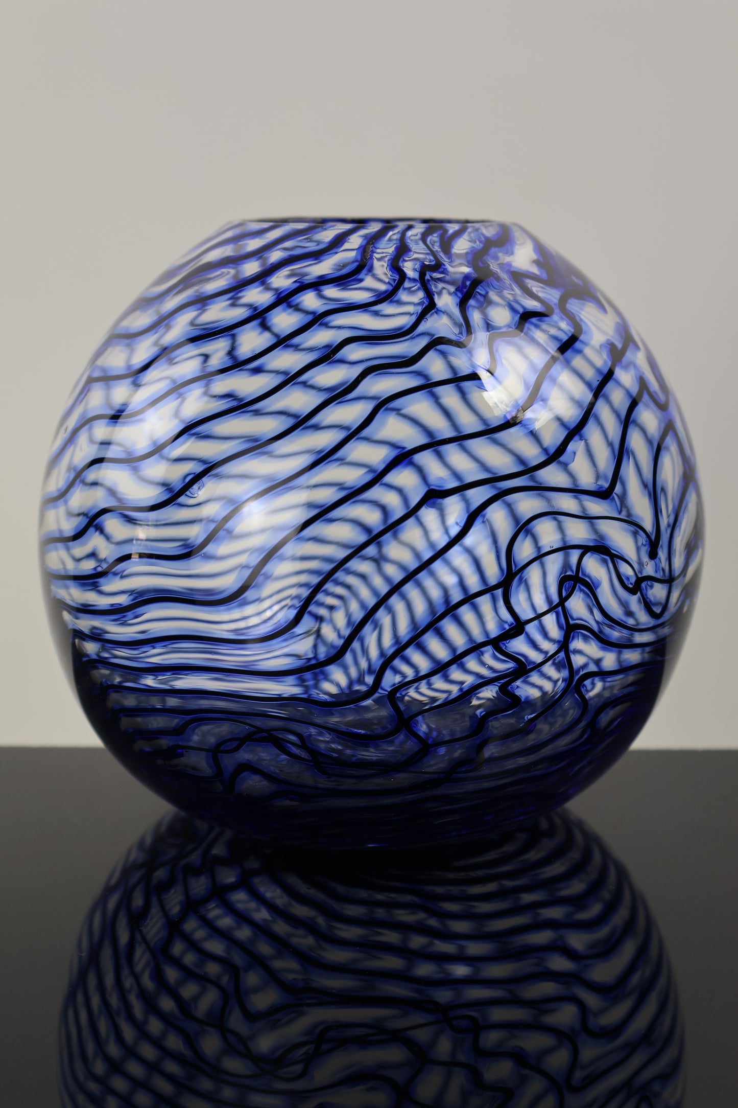 Handblown Blue and Black Chaos Vase 2