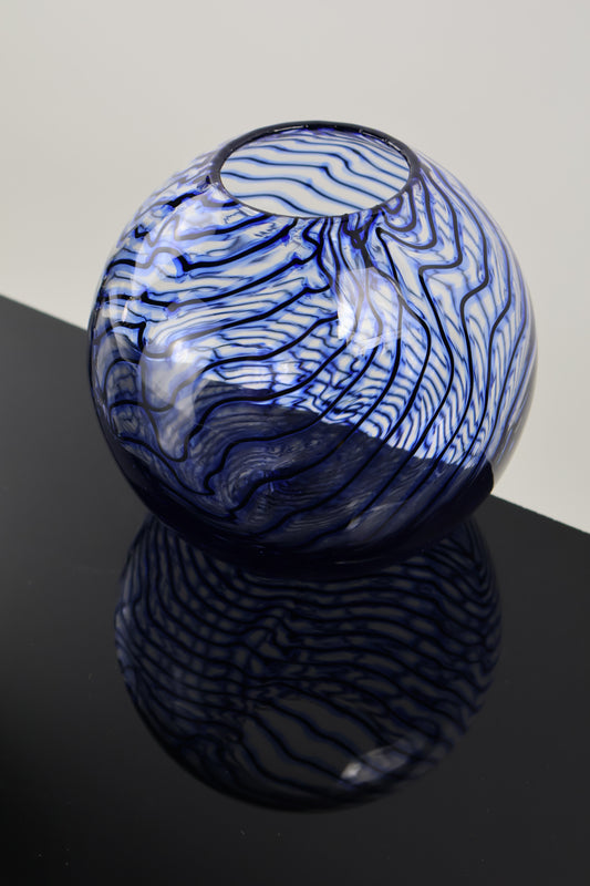 Handblown Blue and Black Chaos Vase 2