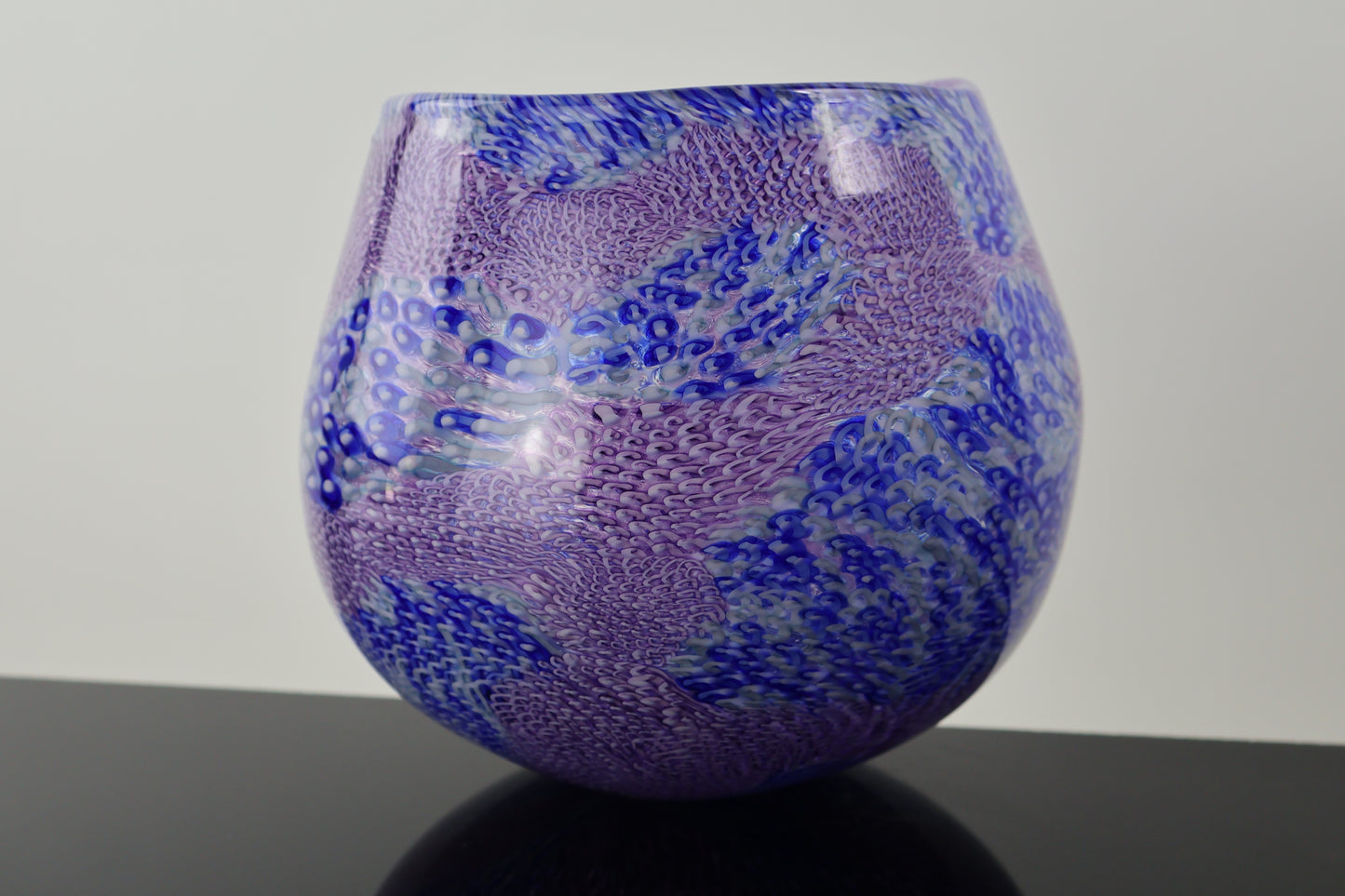 Multicolor Handblown Murrine Basket Vase