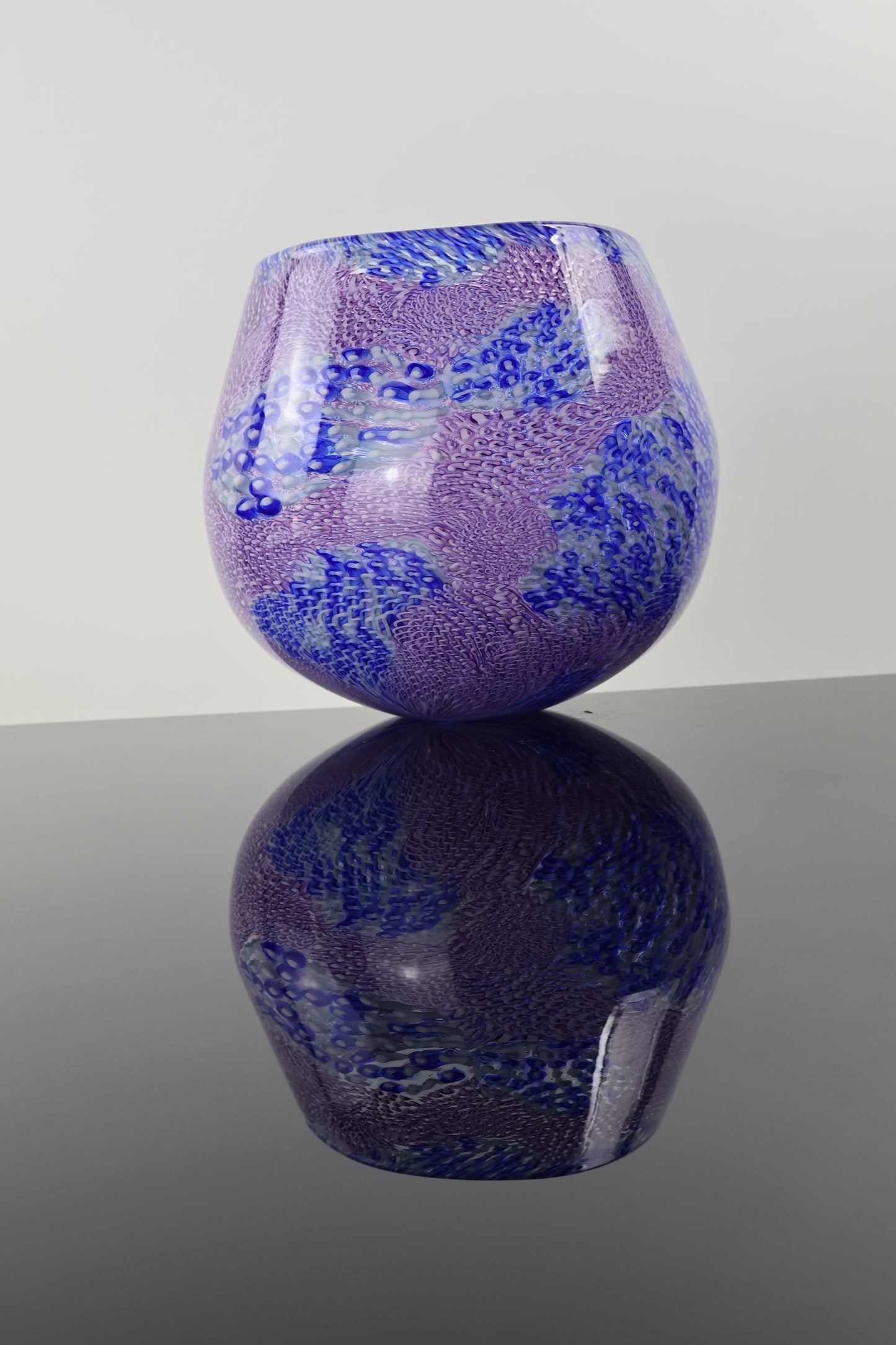 Multicolor Handblown Murrine Basket Vase