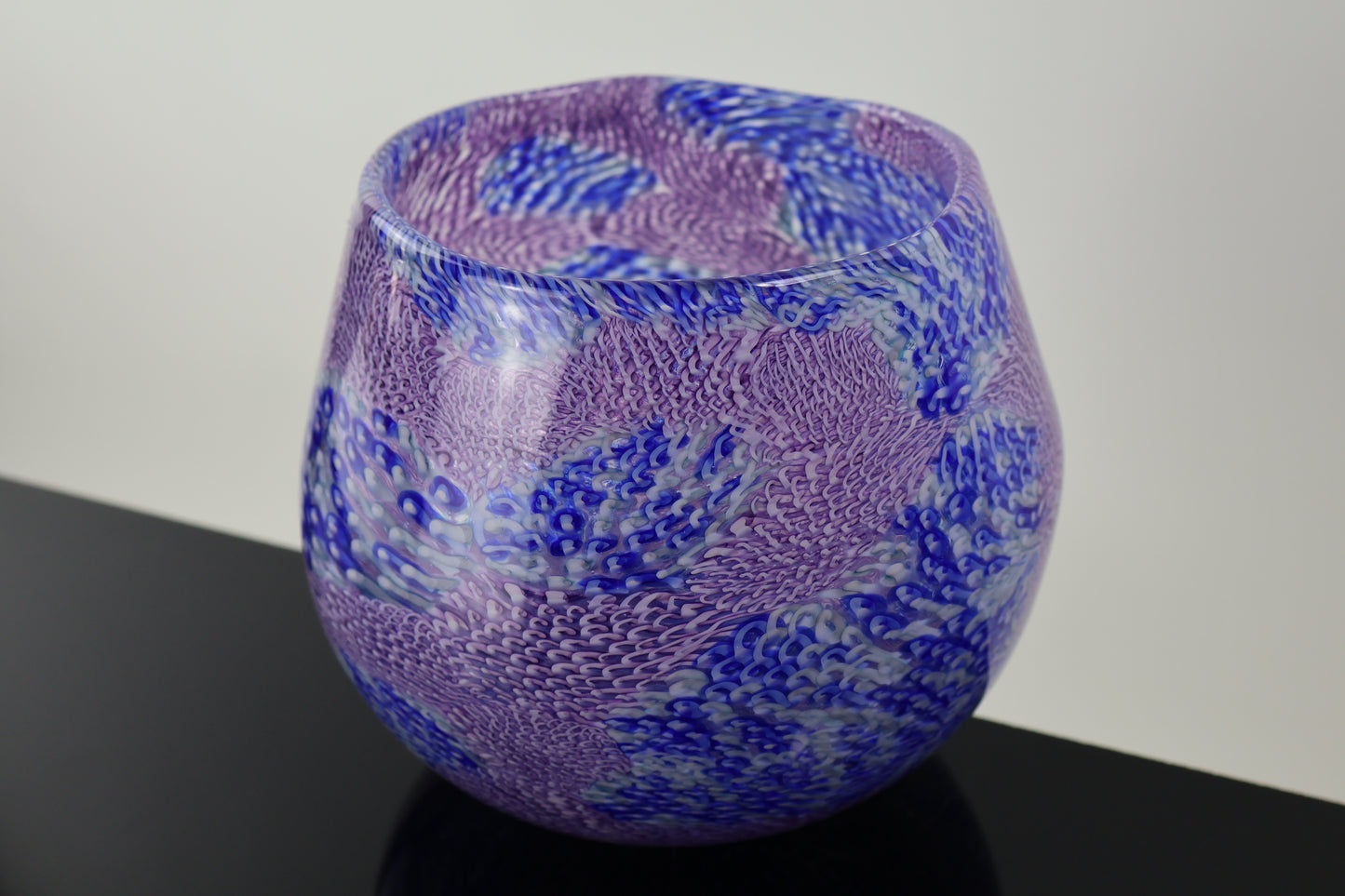Multicolor Handblown Murrine Basket Vase