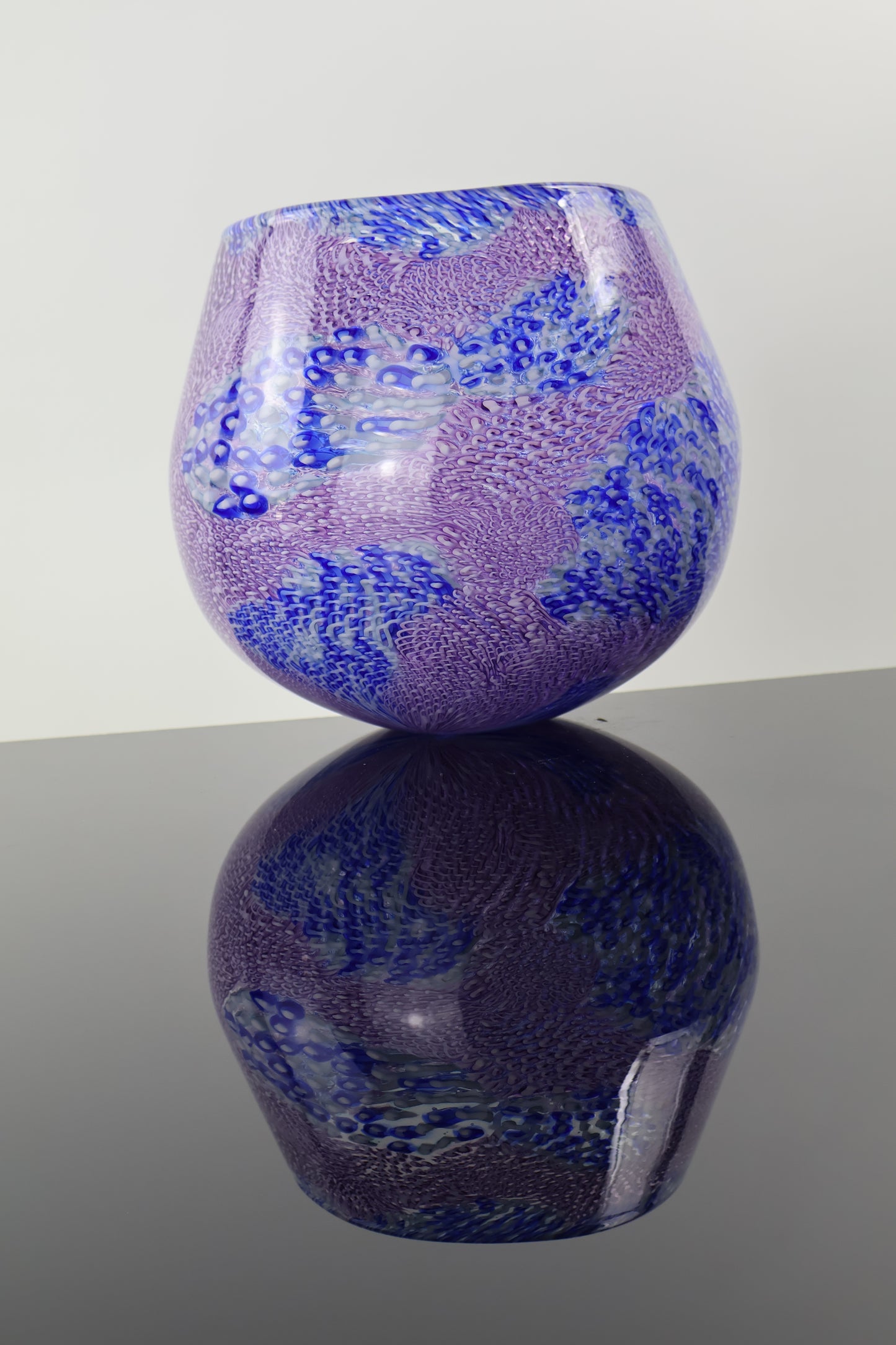 Multicolor Handblown Murrine Basket Vase