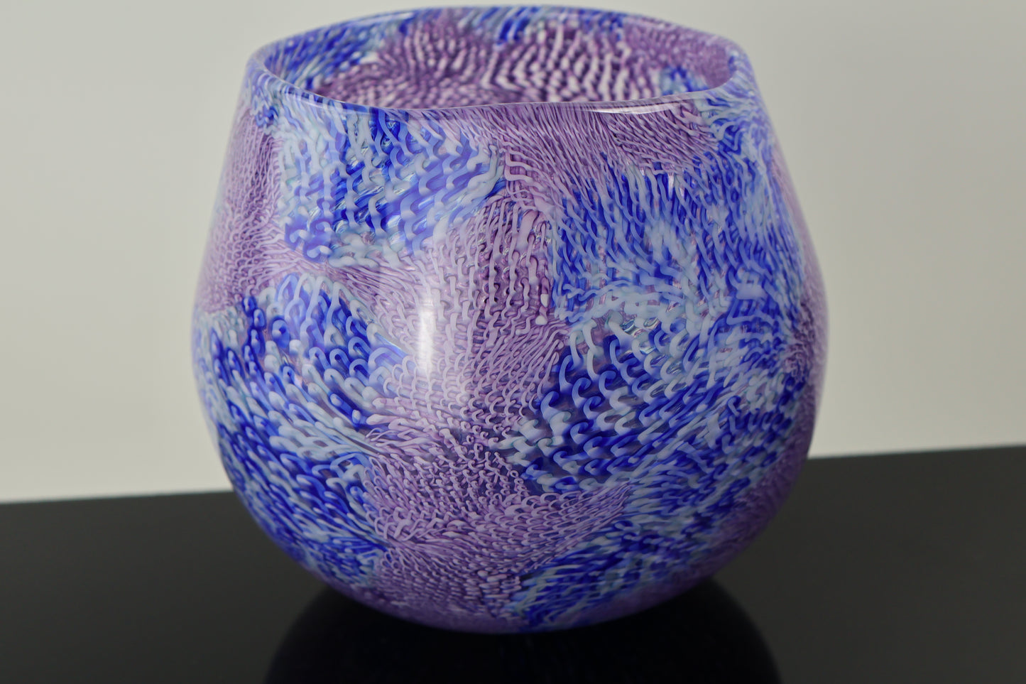 Multicolor Handblown Murrine Basket Vase