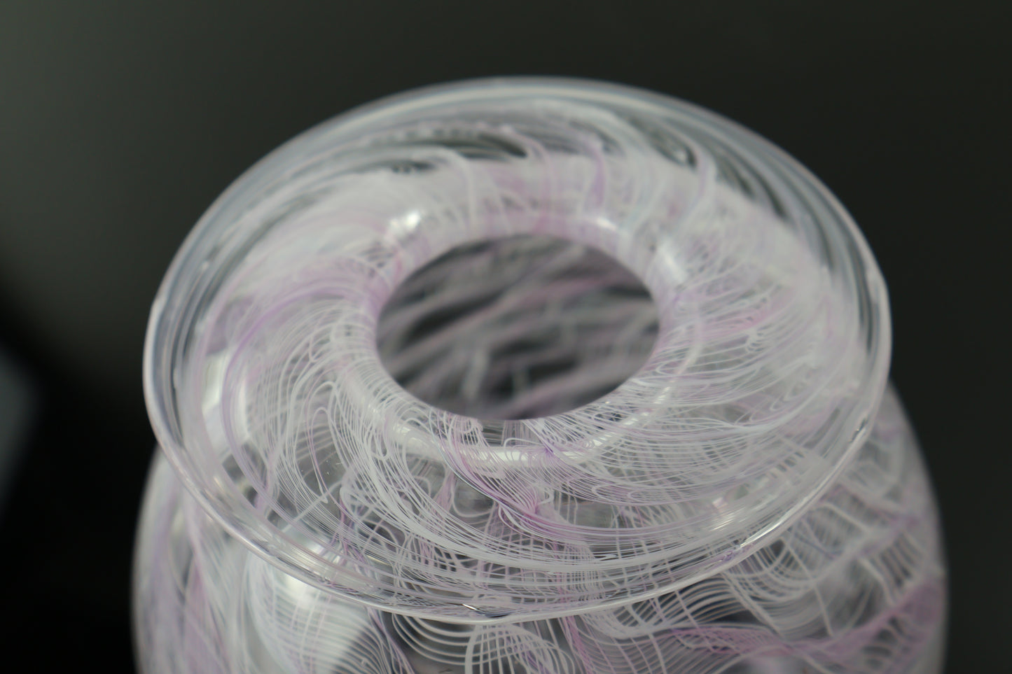 Handblown White and Pink Merletto Bud Vase