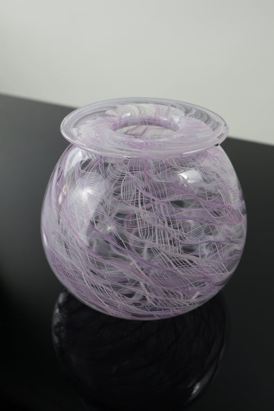 Handblown White and Pink Merletto Bud Vase