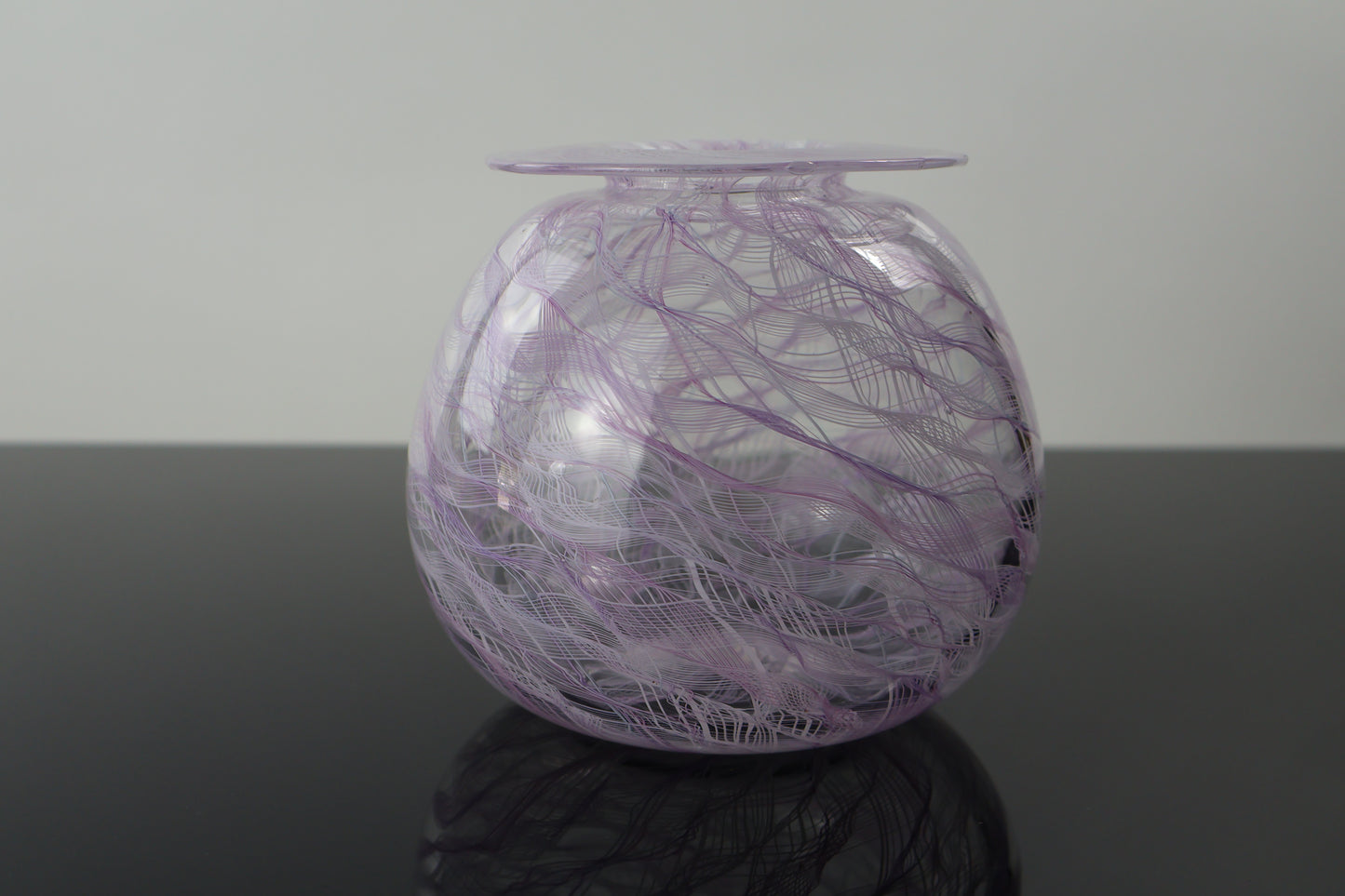 Handblown White and Pink Merletto Bud Vase