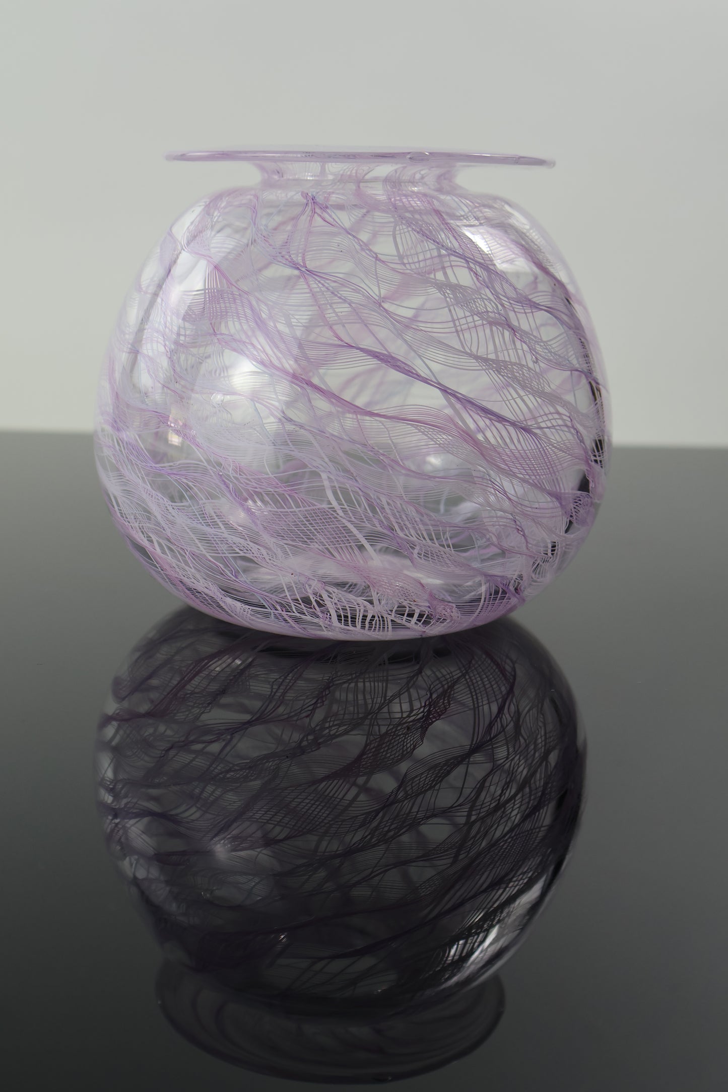 Handblown White and Pink Merletto Bud Vase