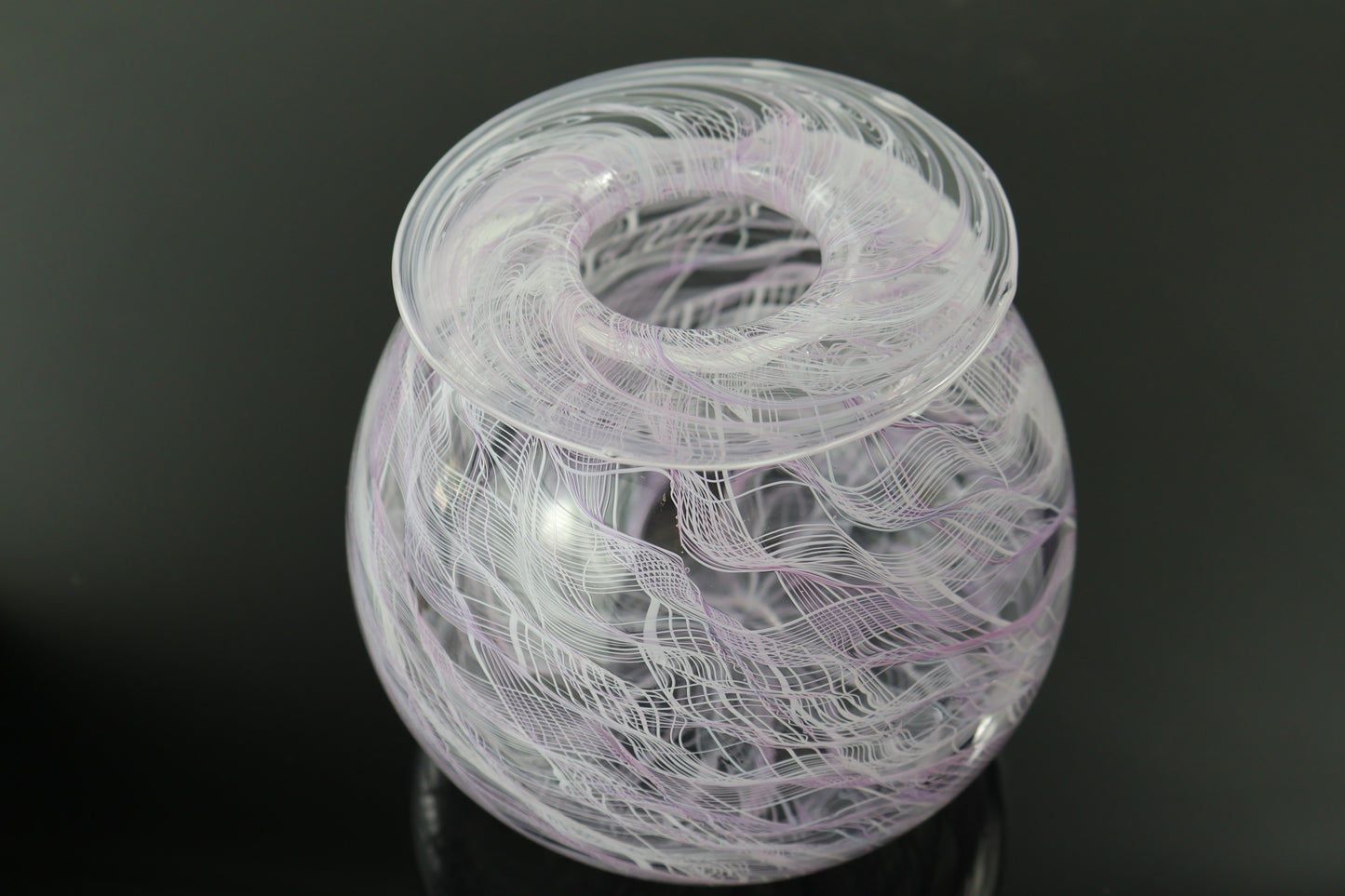 Handblown White and Pink Merletto Bud Vase