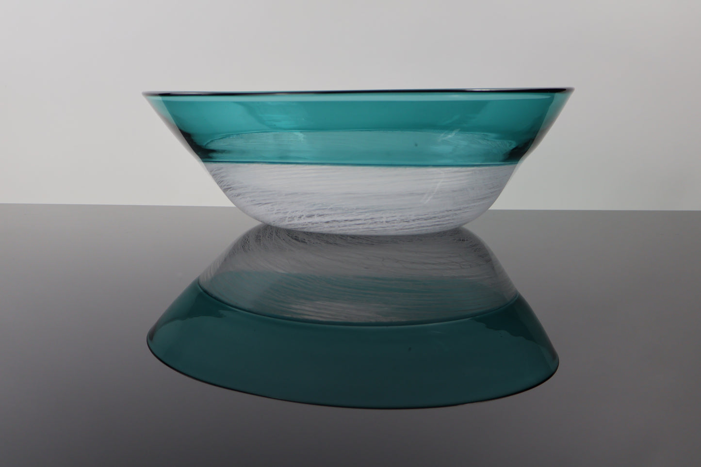 Handblown Teal Merletto Low Bowl