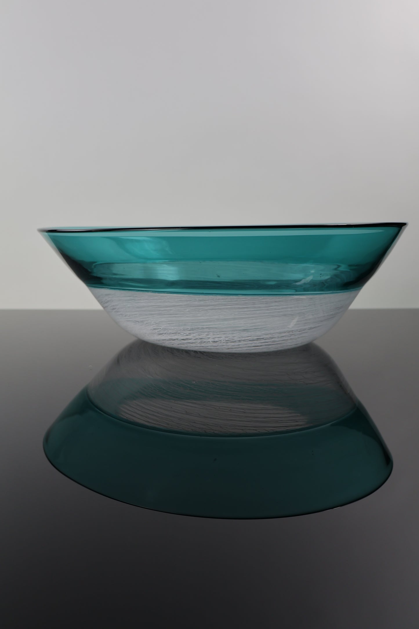 Handblown Teal Merletto Low Bowl