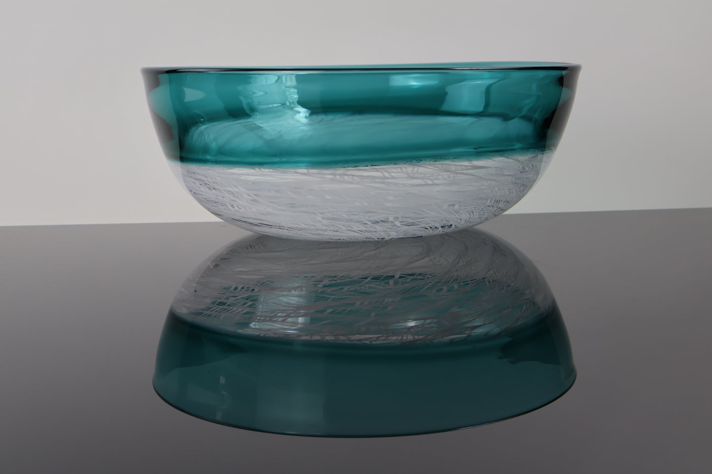 Handblown Encalmo Teal Merletto Bowl