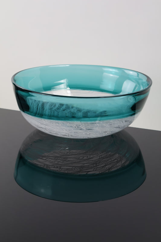 Handblown Encalmo Teal Merletto Bowl
