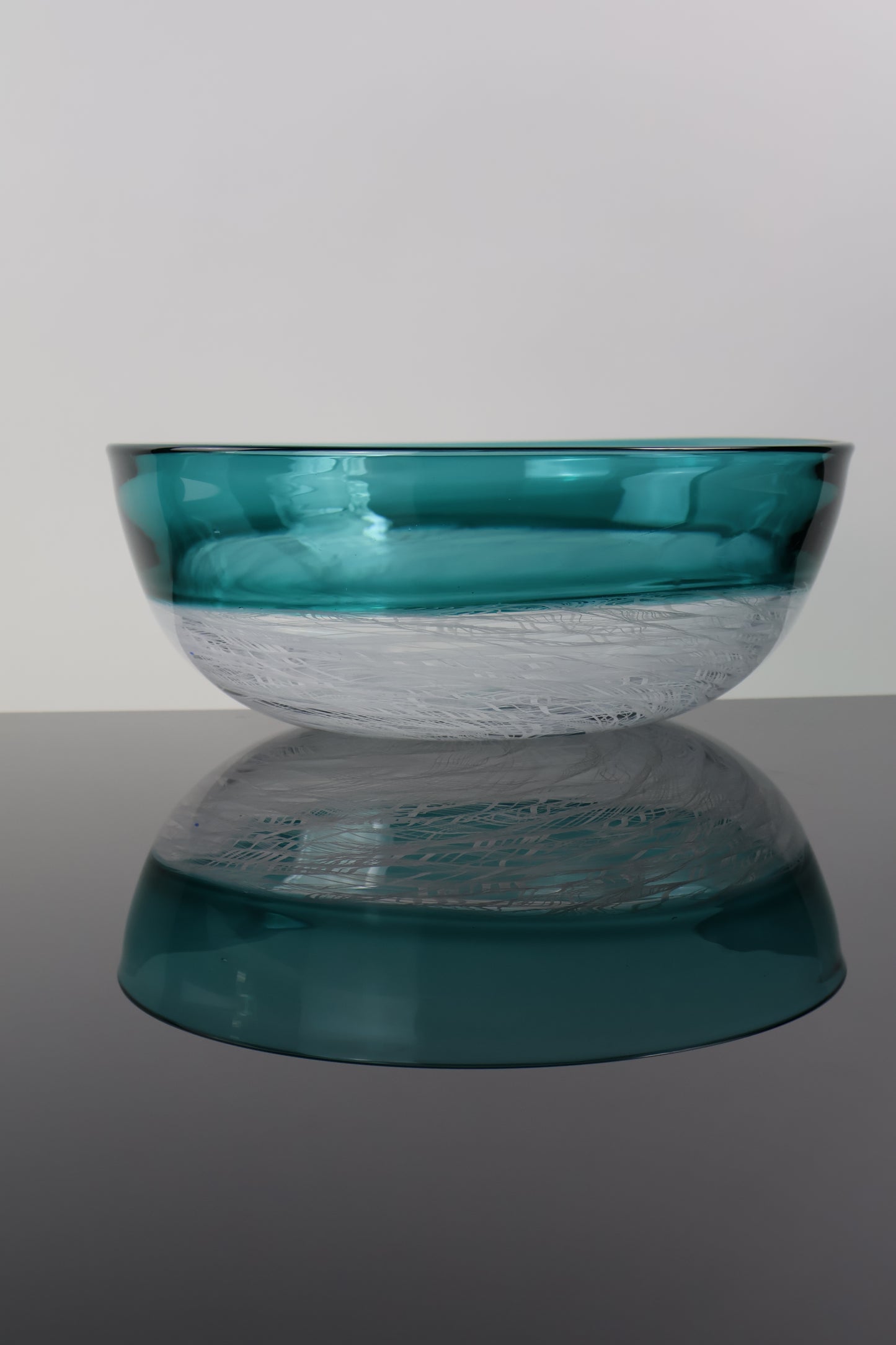 Handblown Encalmo Teal Merletto Bowl