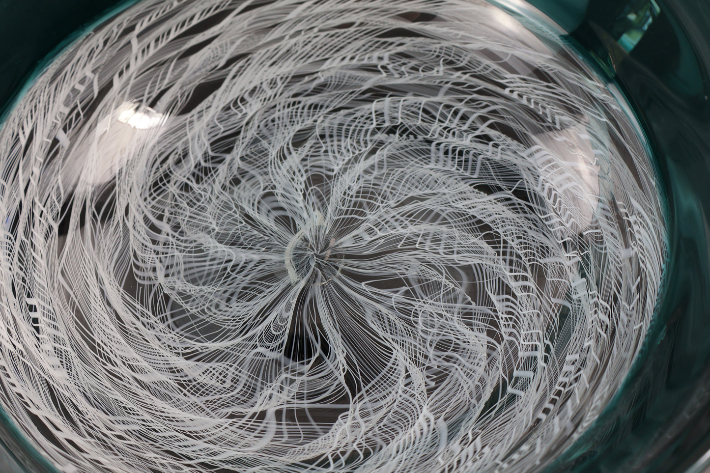 Handblown Encalmo Teal Merletto Bowl