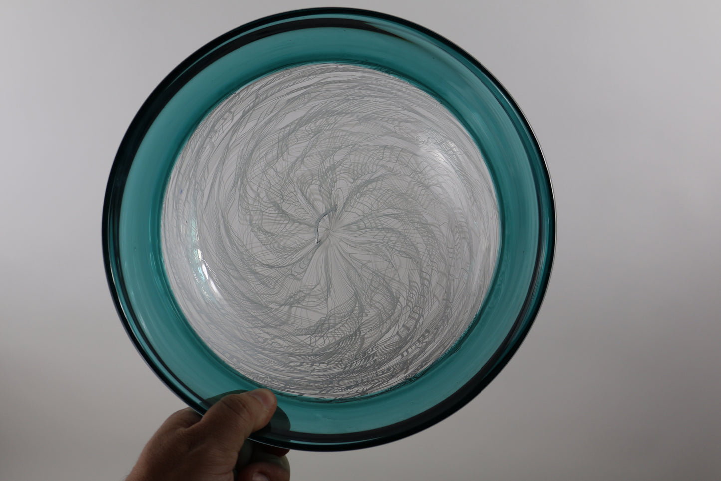 Handblown Encalmo Teal Merletto Bowl