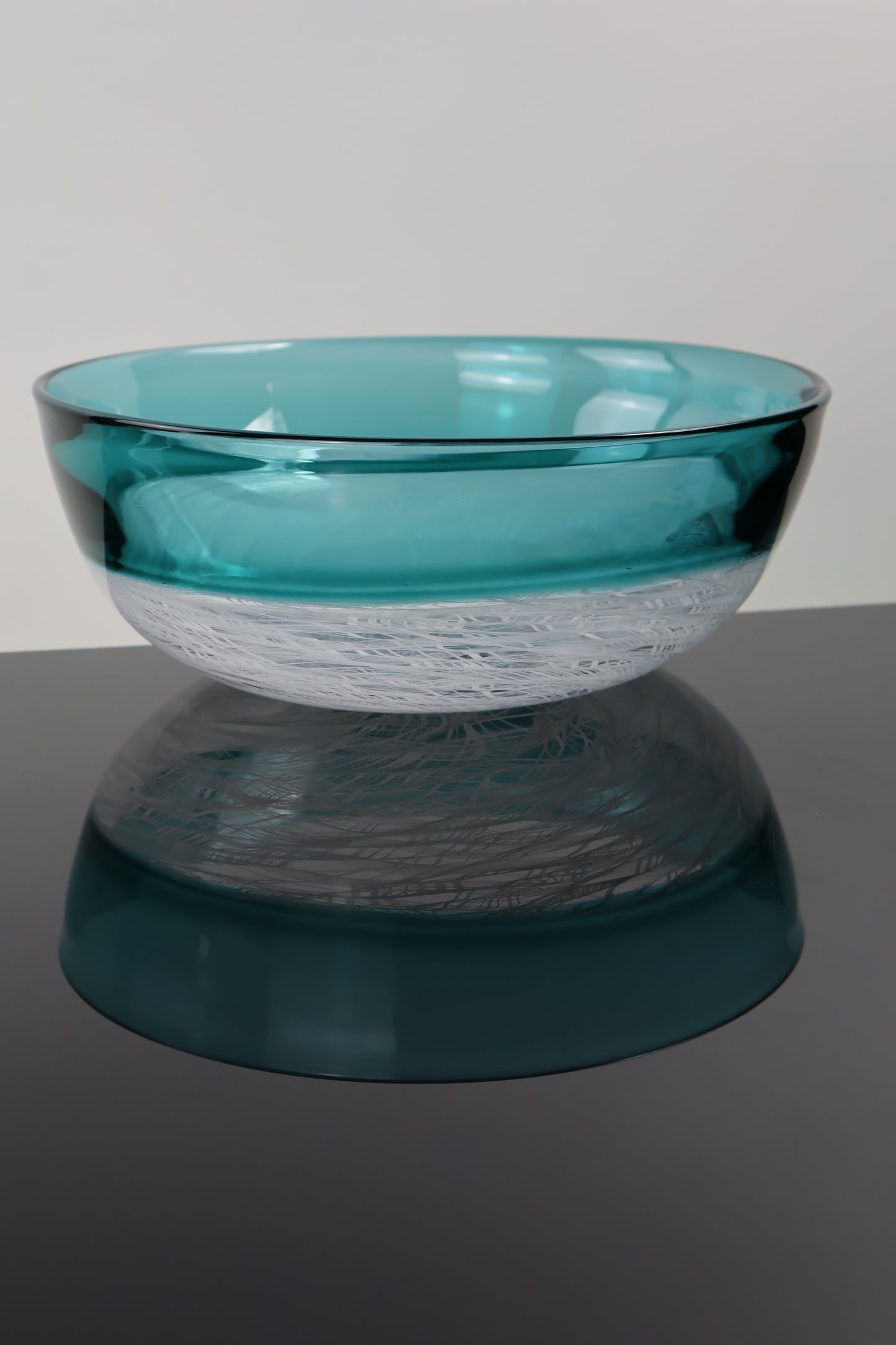 Handblown Encalmo Teal Merletto Bowl