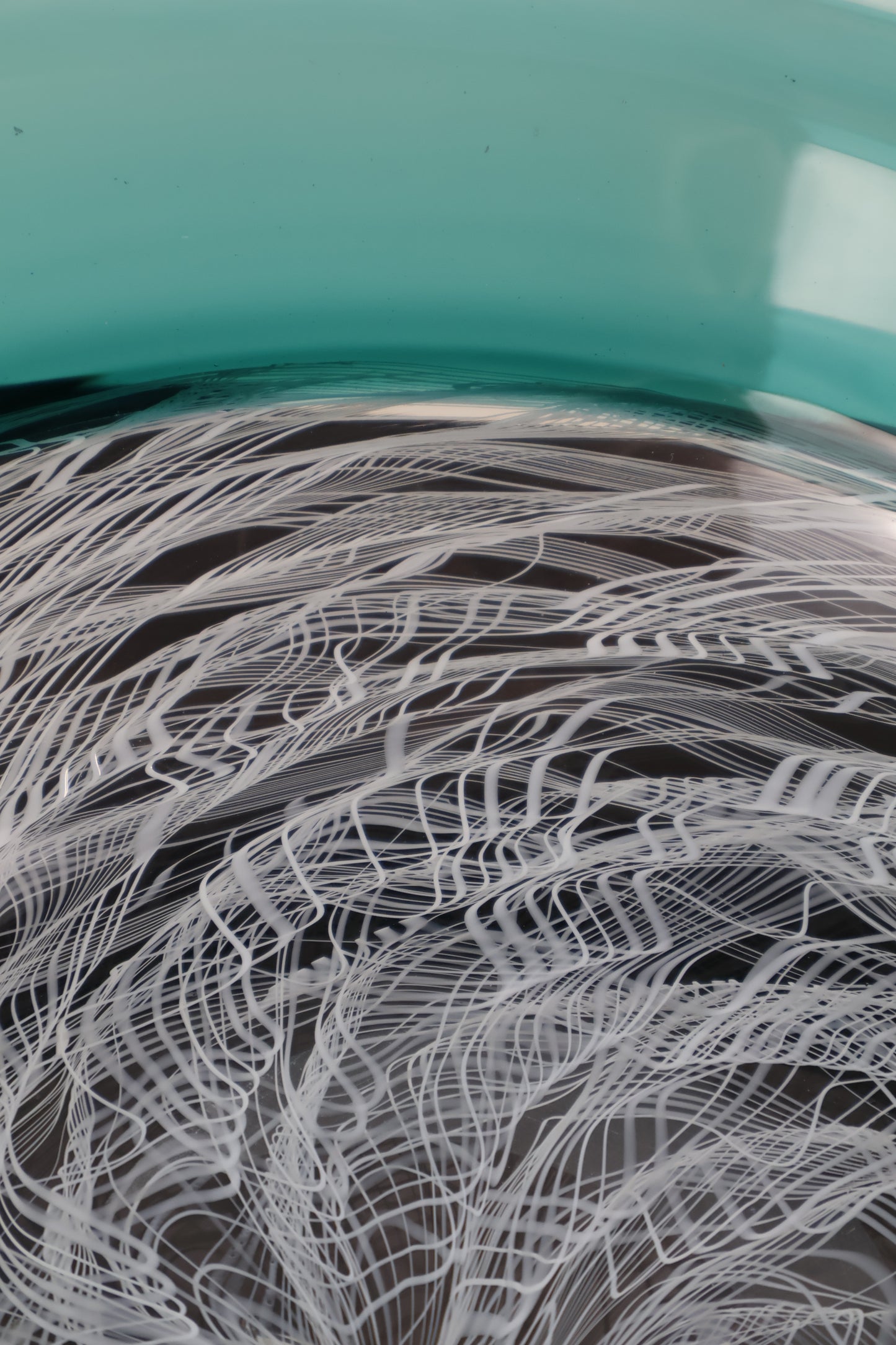 Handblown Encalmo Teal Merletto Bowl