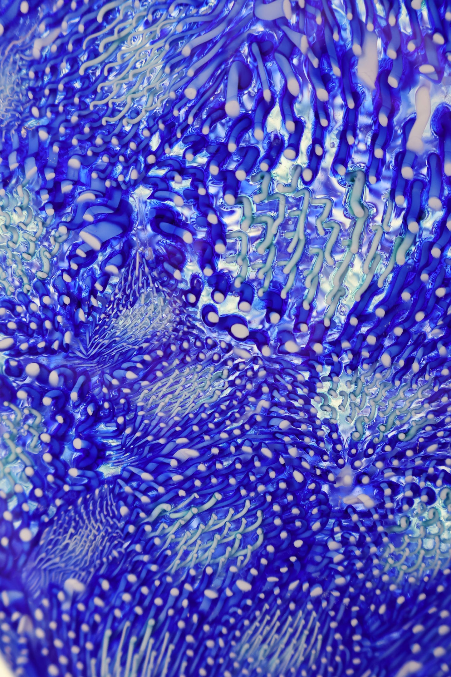 Handblown Blue, White and Sea Foam Murrine Vase