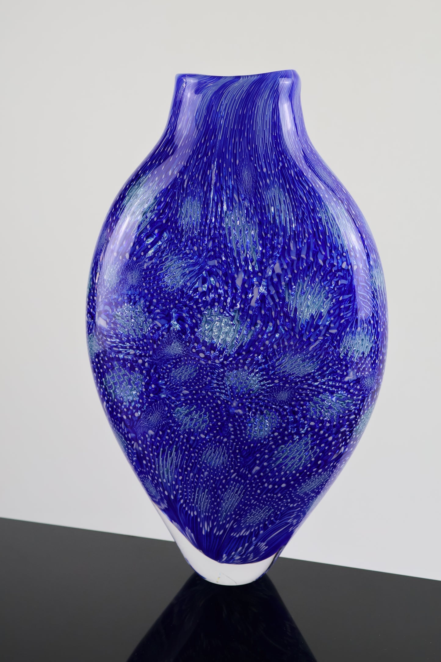Handblown Blue, White and Sea Foam Murrine Vase
