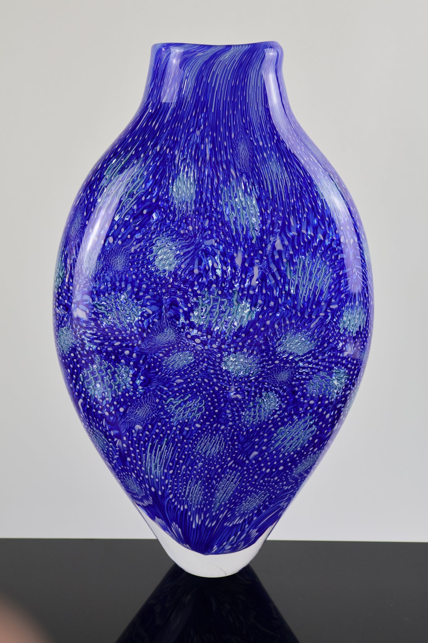 Handblown Blue, White and Sea Foam Murrine Vase
