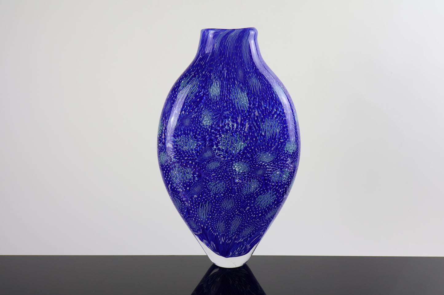Handblown Blue, White and Sea Foam Murrine Vase