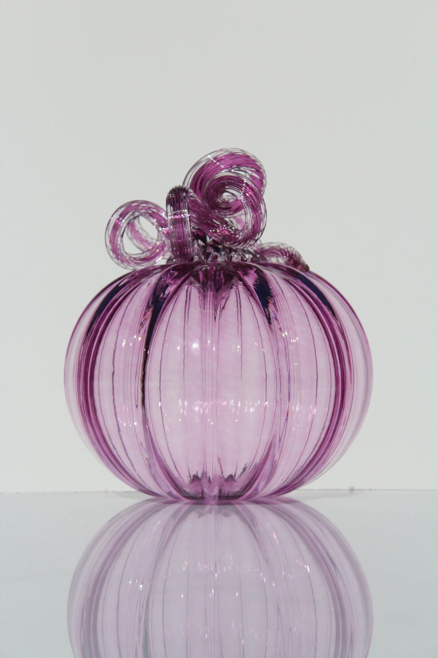 Pink Handblown Decorative Glass Pumpkin