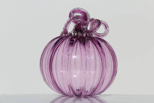 Pink Handblown Decorative Glass Pumpkin